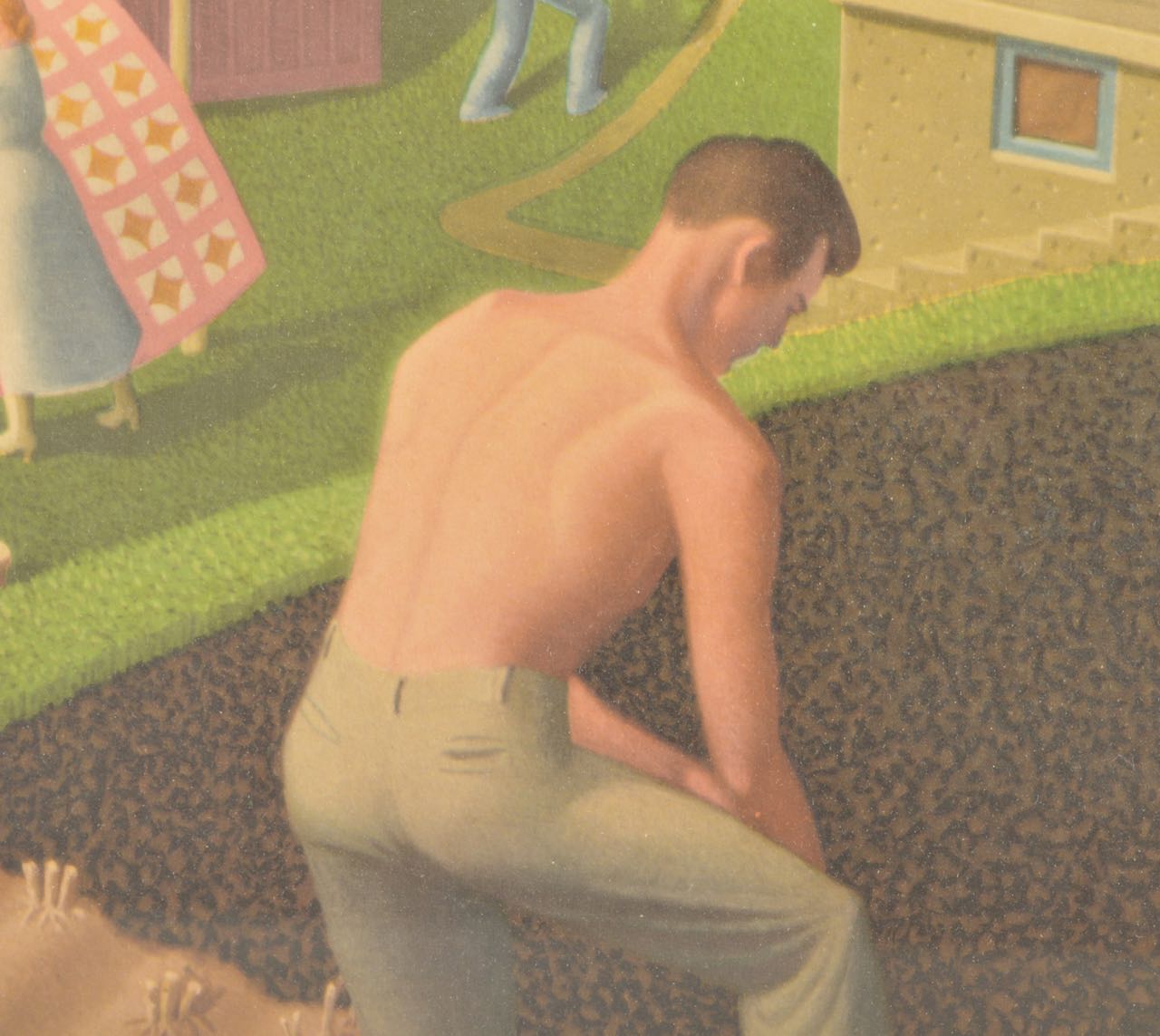 Framed Offset Lithograph after "Spring in Town" by Grant Wood