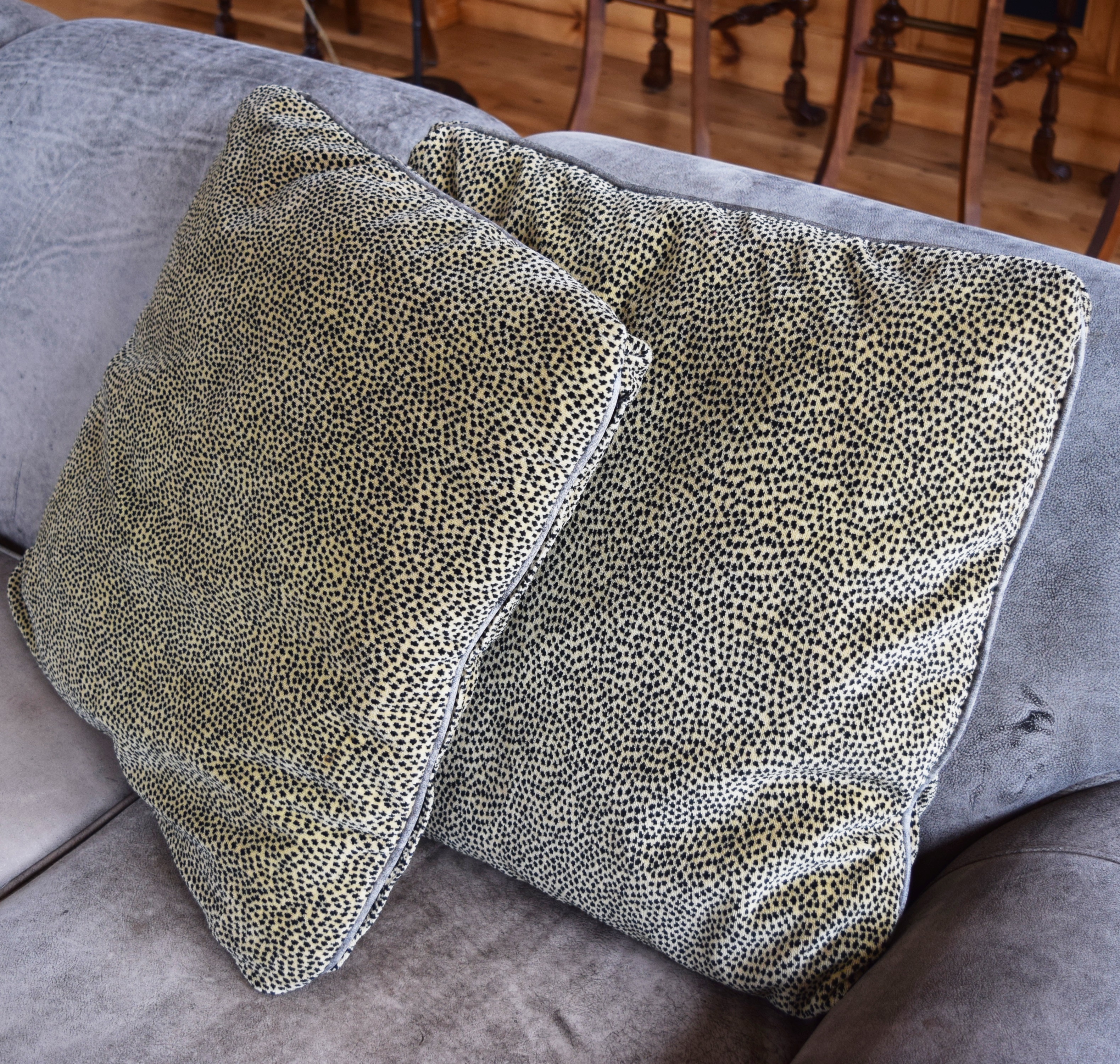 Gray Distressed Leather Sofa with Nail Trim by Century Furniture