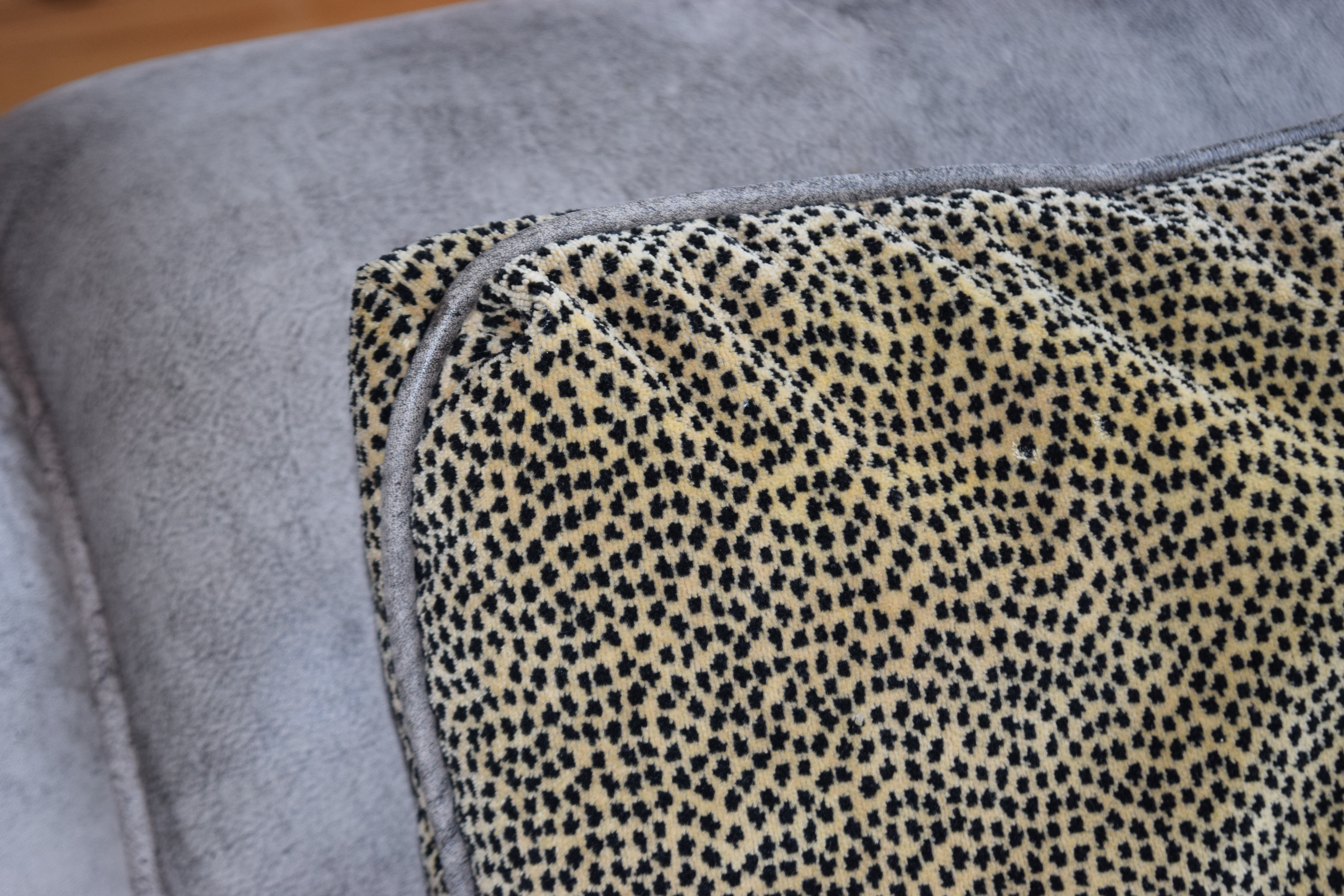 Gray Distressed Leather Sofa with Nail Trim by Century Furniture