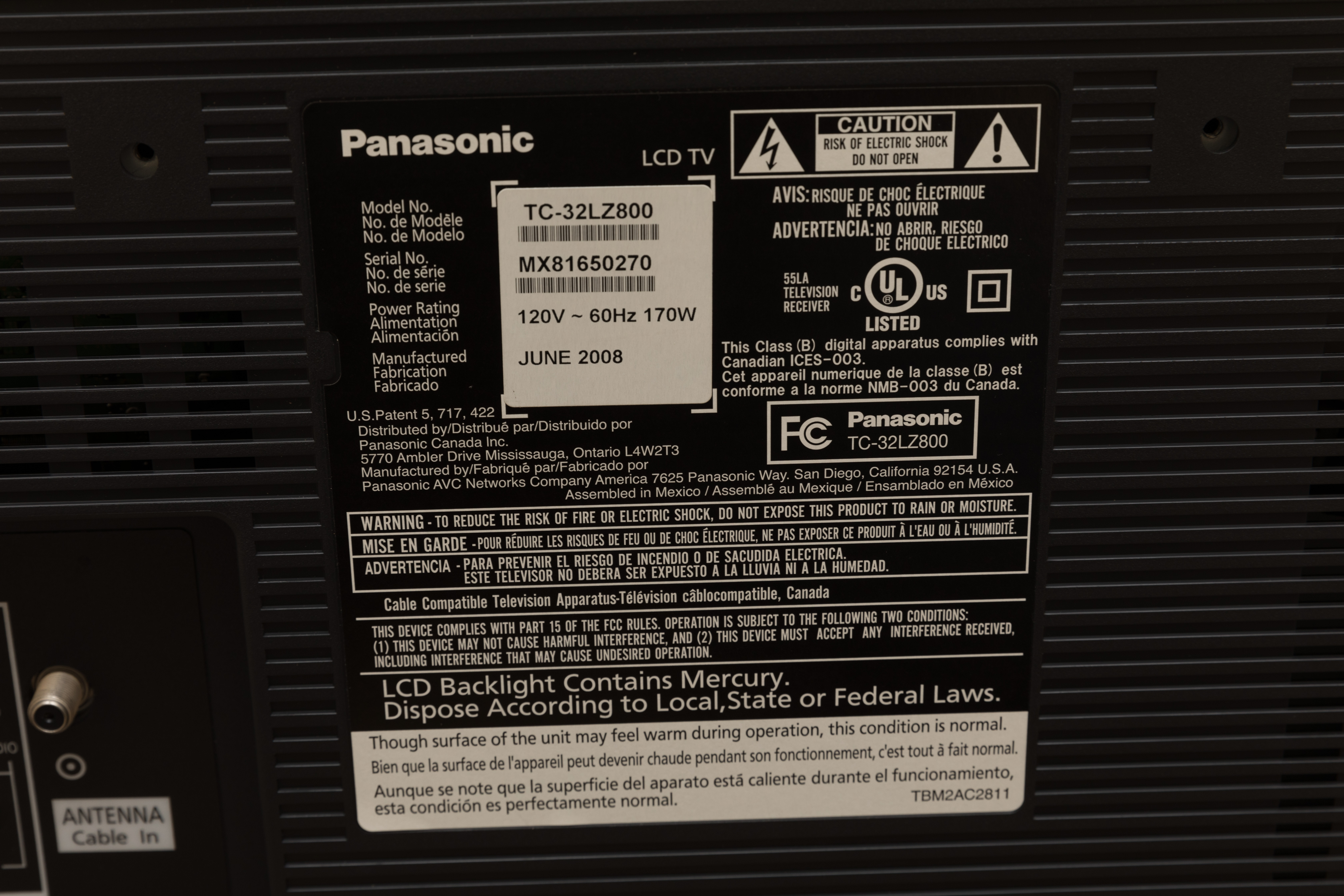 Panasonic 32" LCD Television