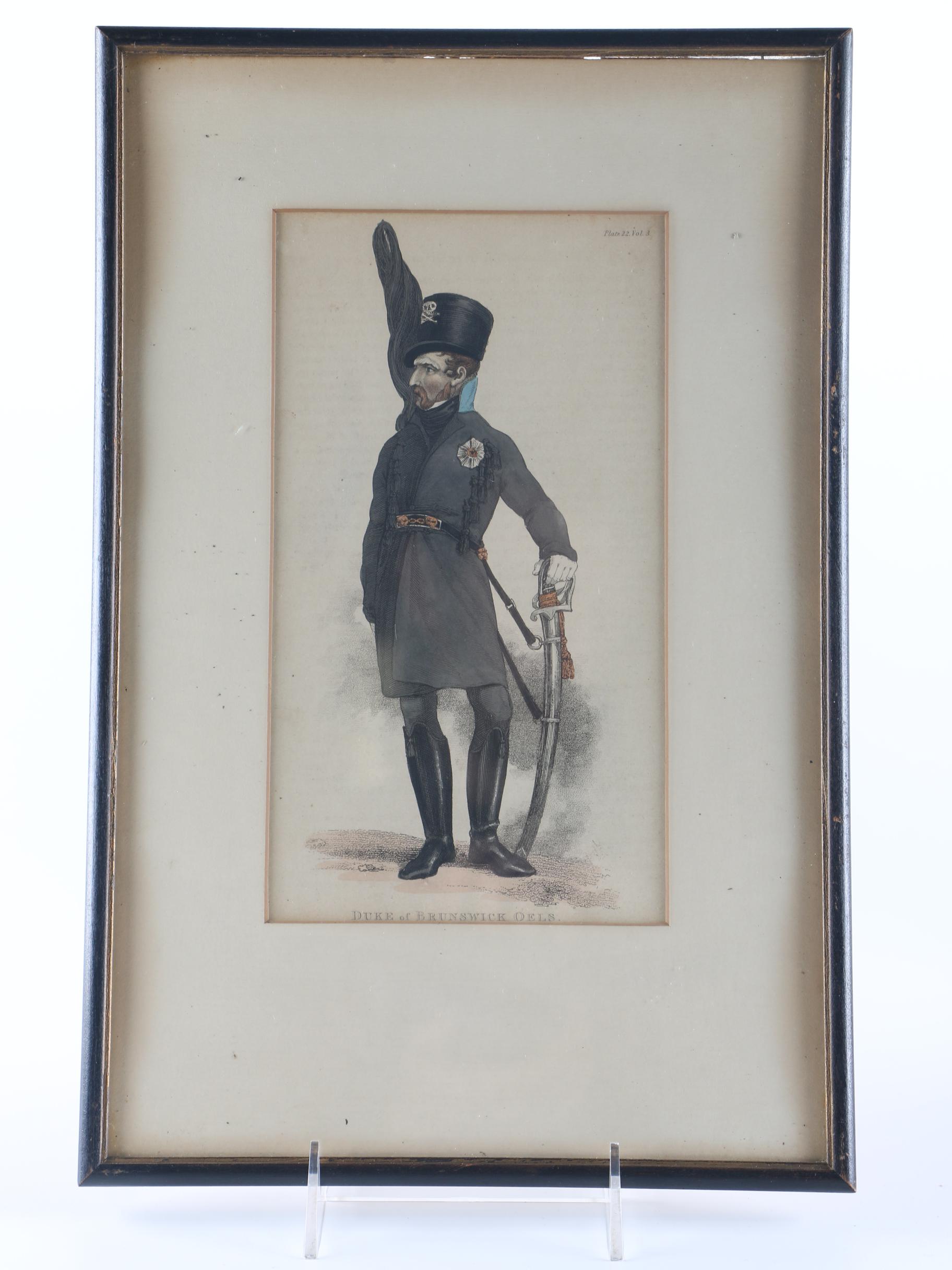 Framed 1810s Engravings of Napoleonic Soldiers From "Ackermann's Repository"