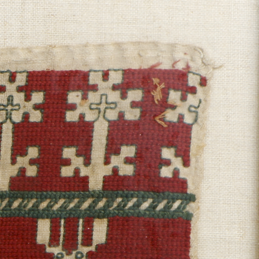 Framed Primitive Needlepoint of Birds in a Field