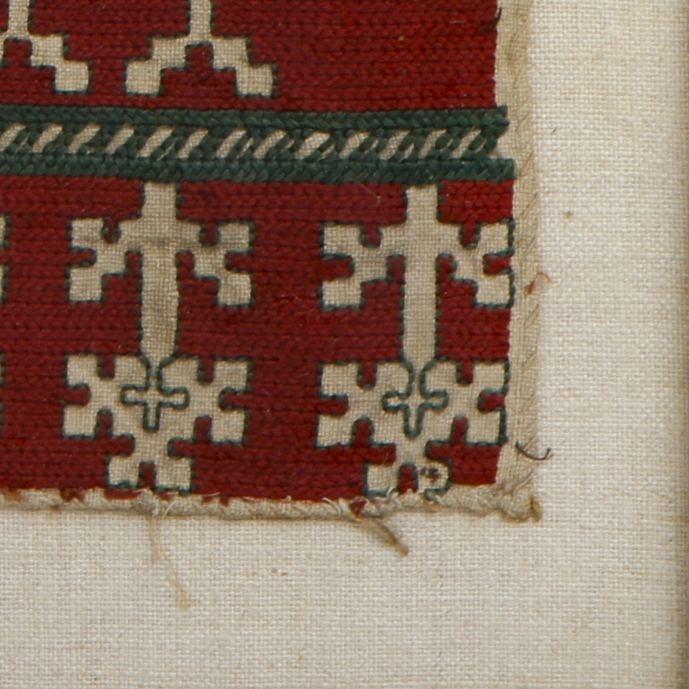 Framed Primitive Needlepoint of Birds in a Field