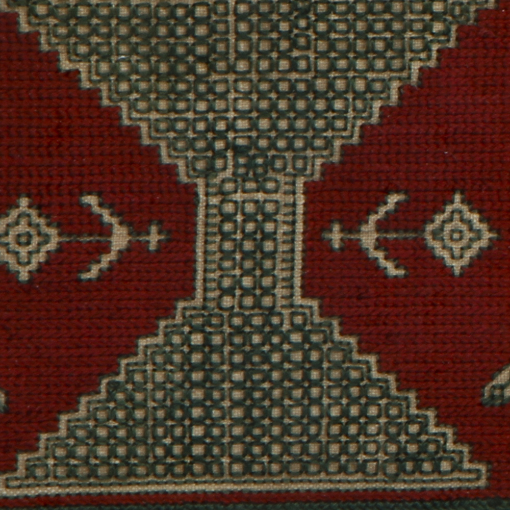 Framed Primitive Needlepoint of Birds in a Field