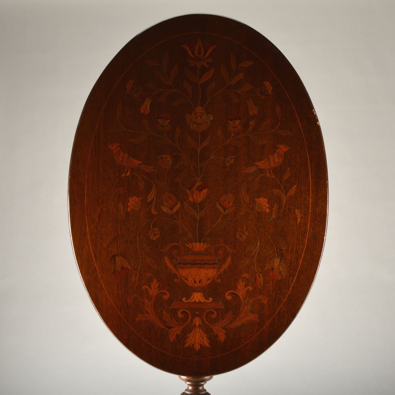 Antique Tilt-Top Table with Marquetry by Peter Engel