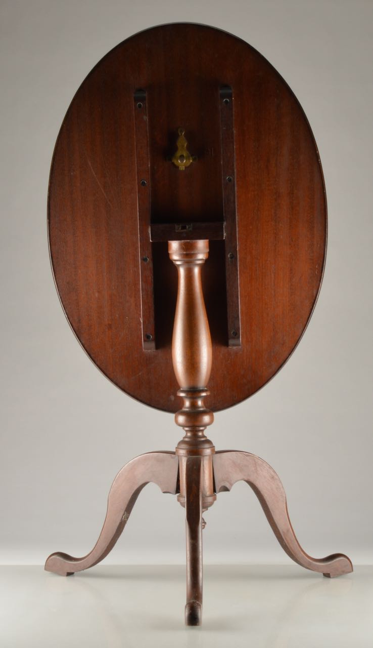Antique Tilt-Top Table with Marquetry by Peter Engel
