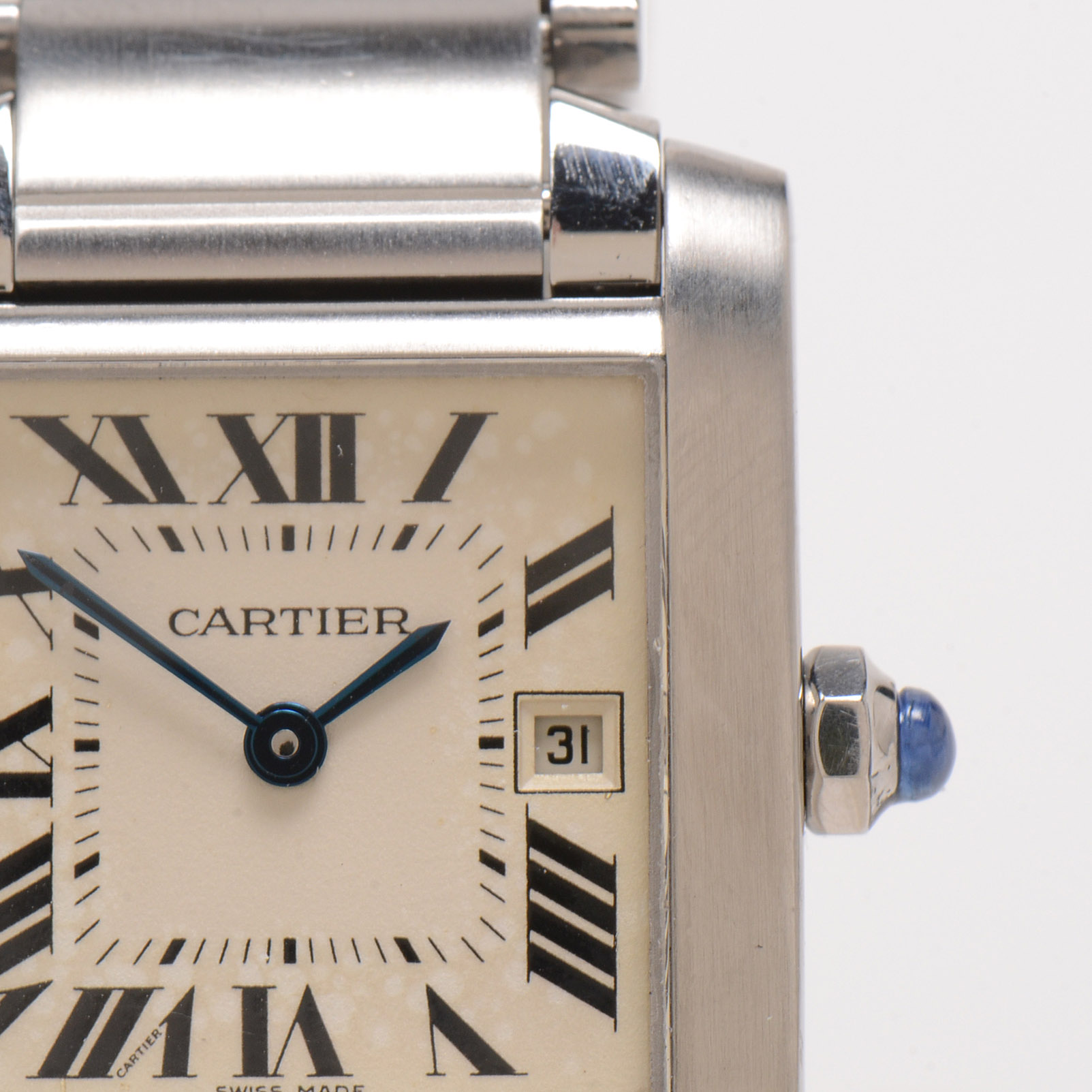 Cartier Tank Francaise Date Mid Size 2465 Steel Quartz Watch