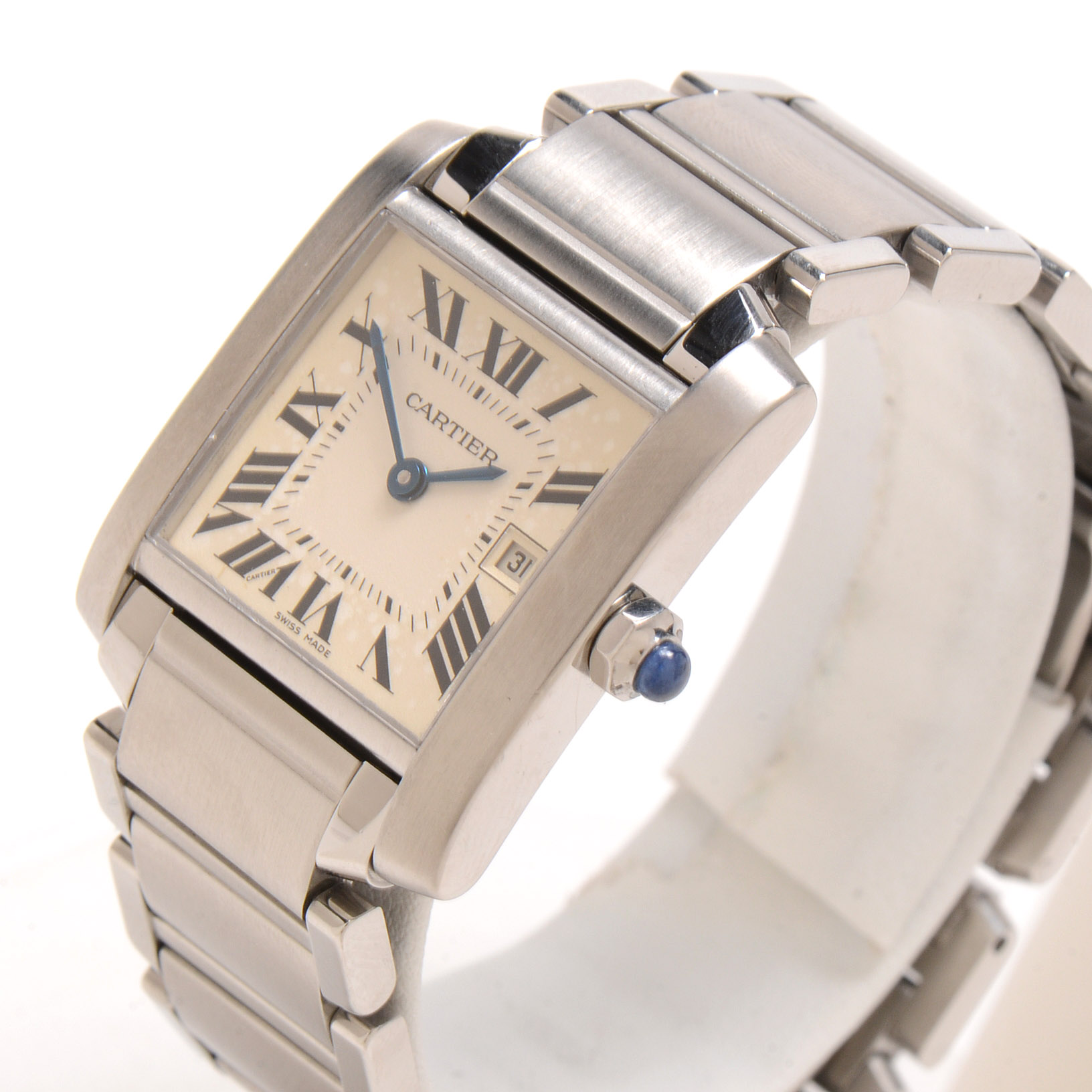 Cartier Tank Francaise Date Mid Size 2465 Steel Quartz Watch