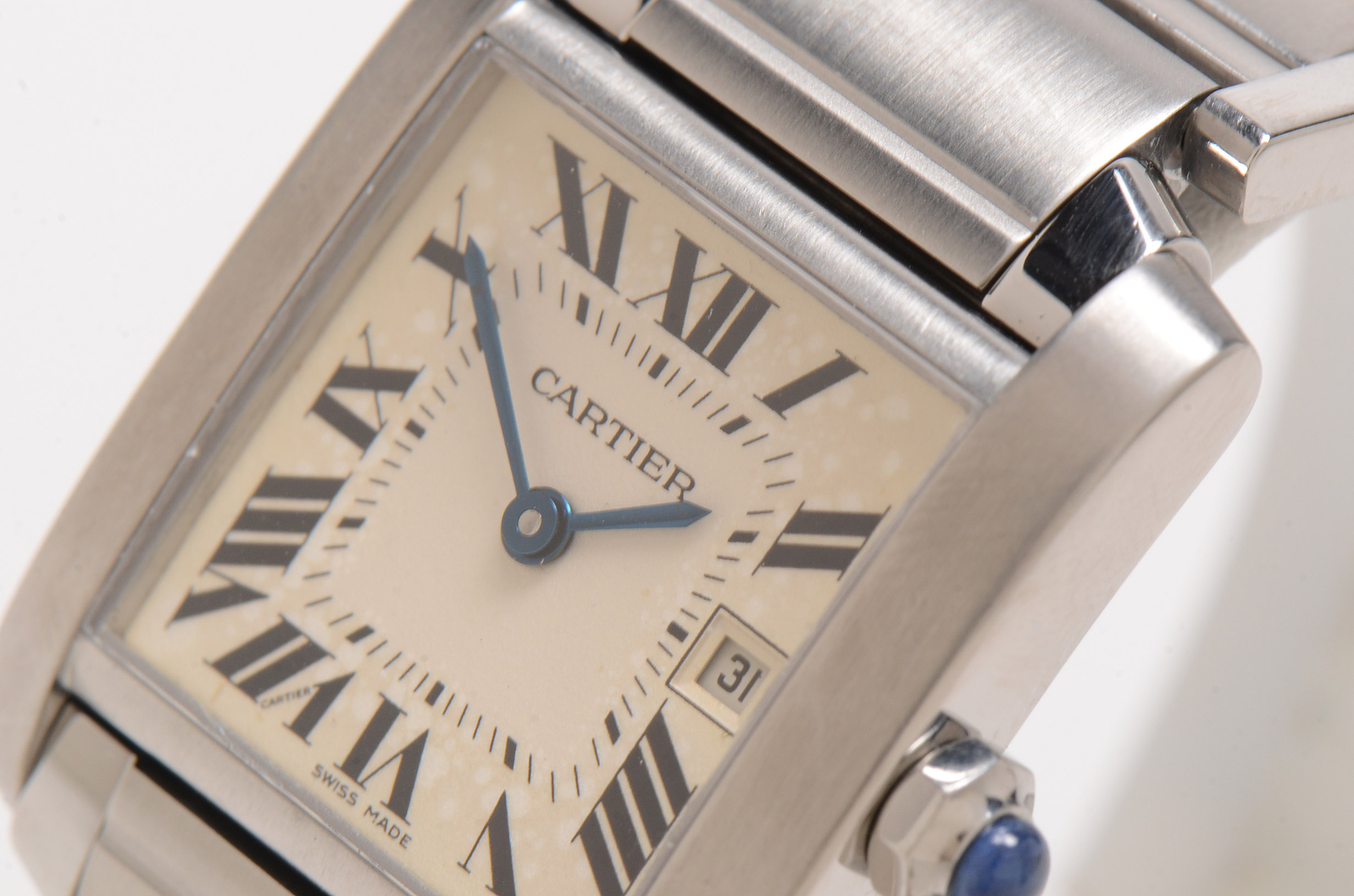 Cartier Tank Francaise Date Mid Size 2465 Steel Quartz Watch