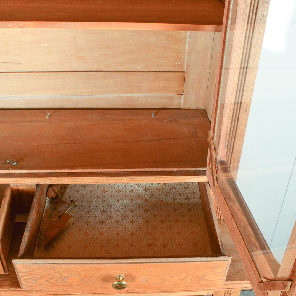 Antique Oak Eastlake Style Stepback Cupboard