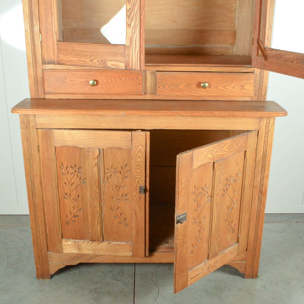 Antique Oak Eastlake Style Stepback Cupboard
