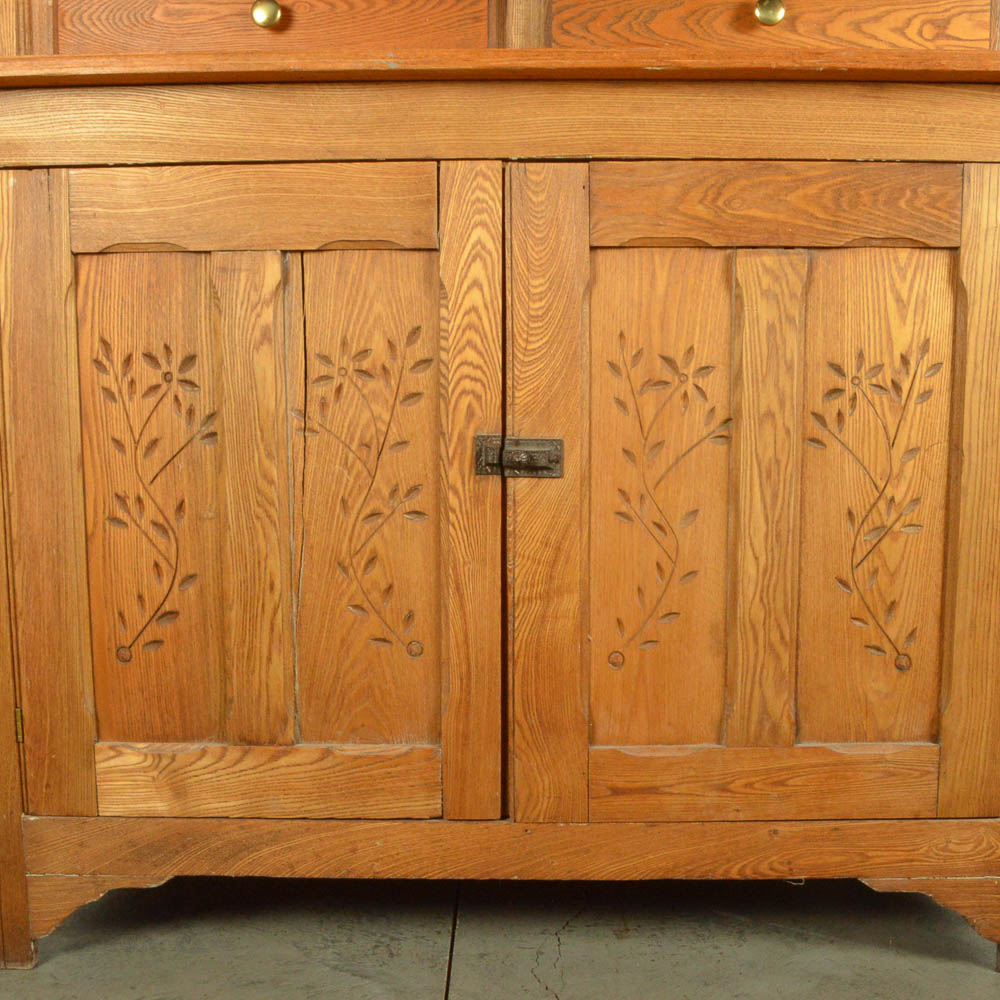 Antique Oak Eastlake Style Stepback Cupboard