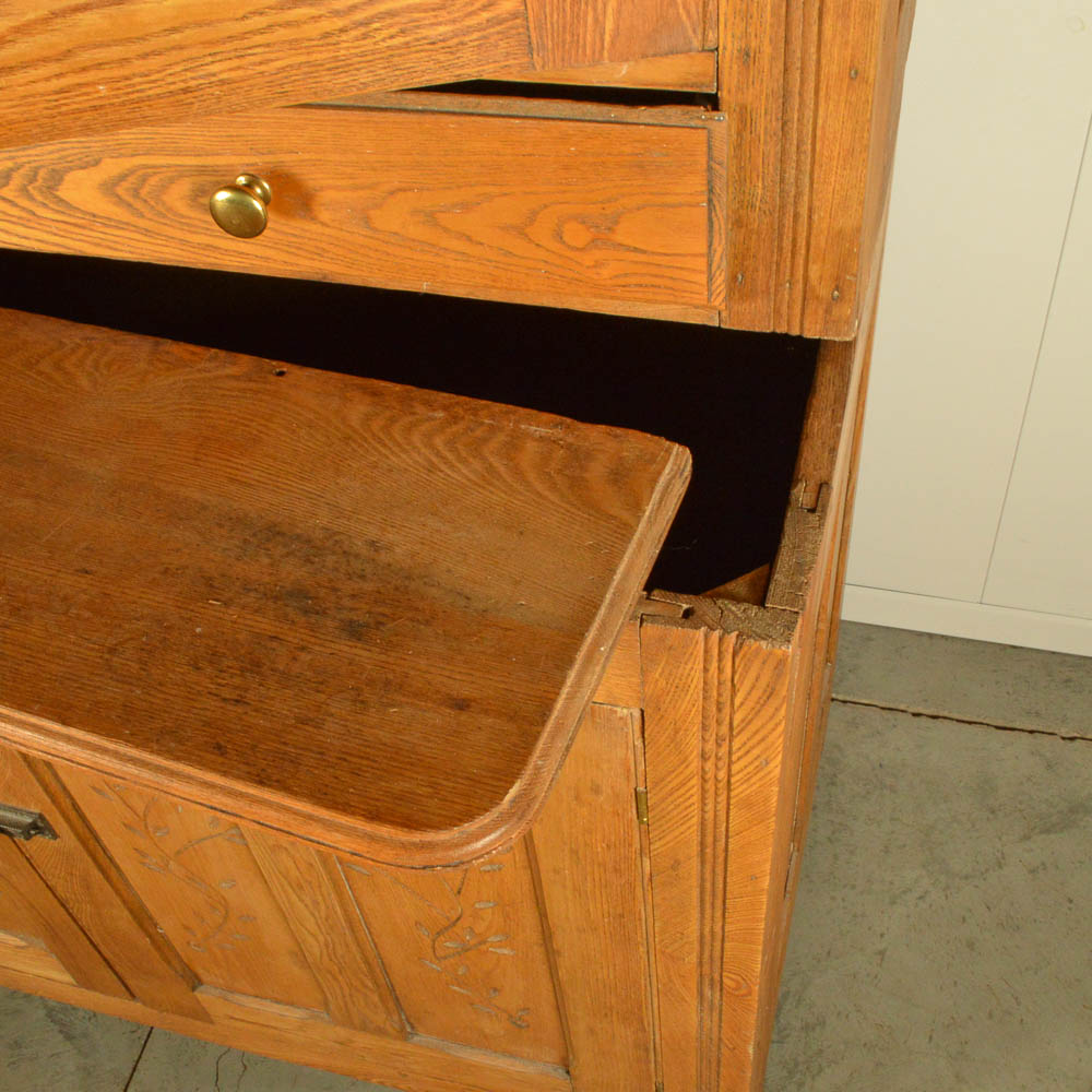 Antique Oak Eastlake Style Stepback Cupboard