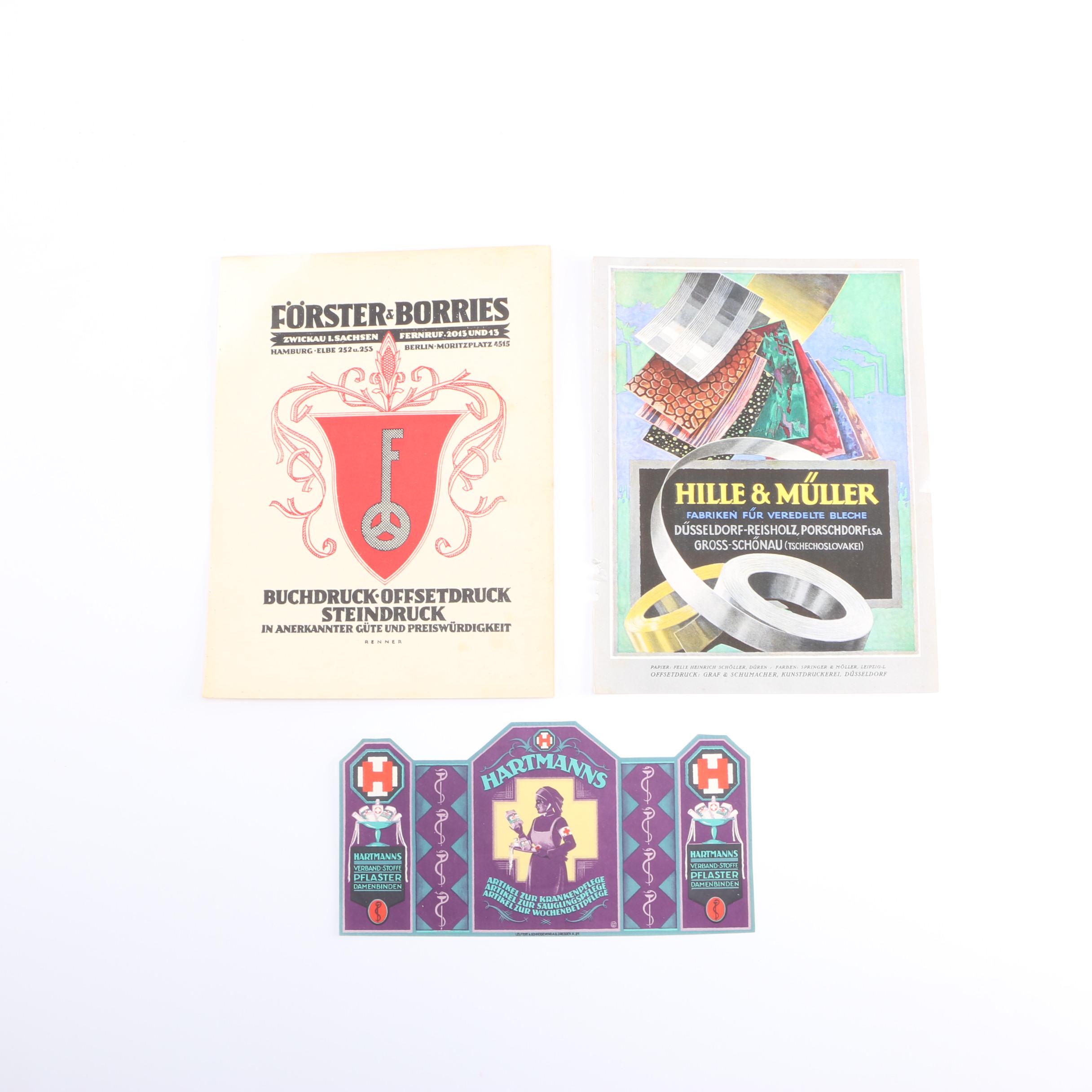 Forster And Borries Buchdruck Offsetdruck Steindruck Poster and Hatmanns Poster