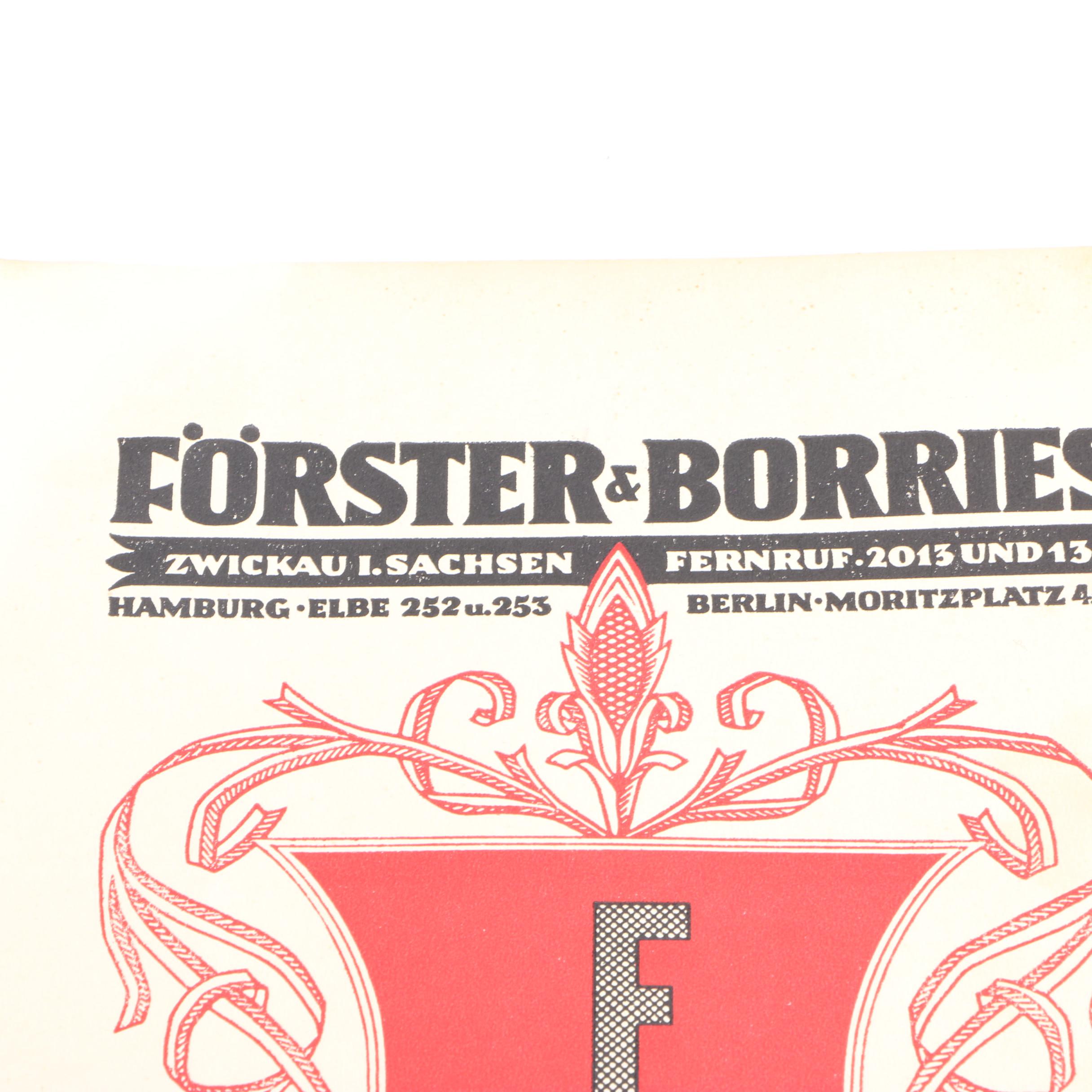 Forster And Borries Buchdruck Offsetdruck Steindruck Poster and Hatmanns Poster
