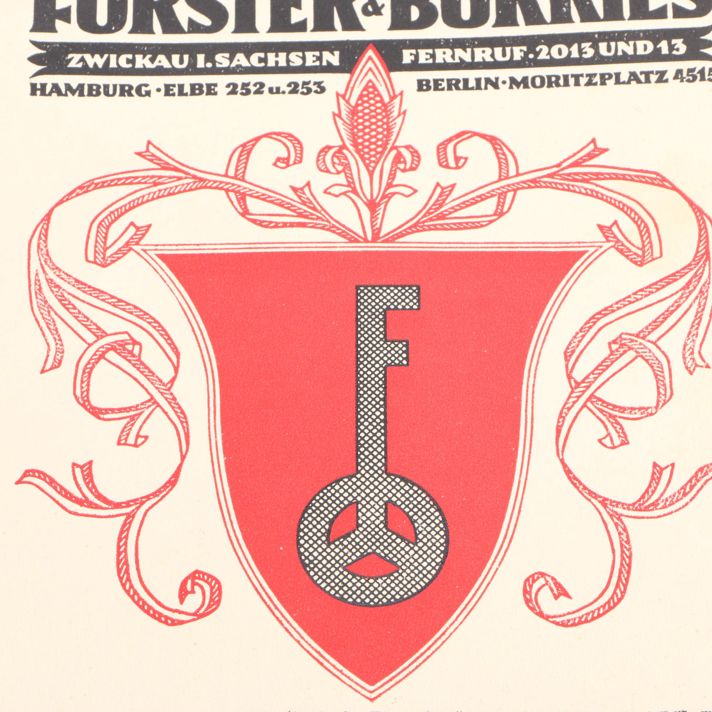 Forster And Borries Buchdruck Offsetdruck Steindruck Poster and Hatmanns Poster