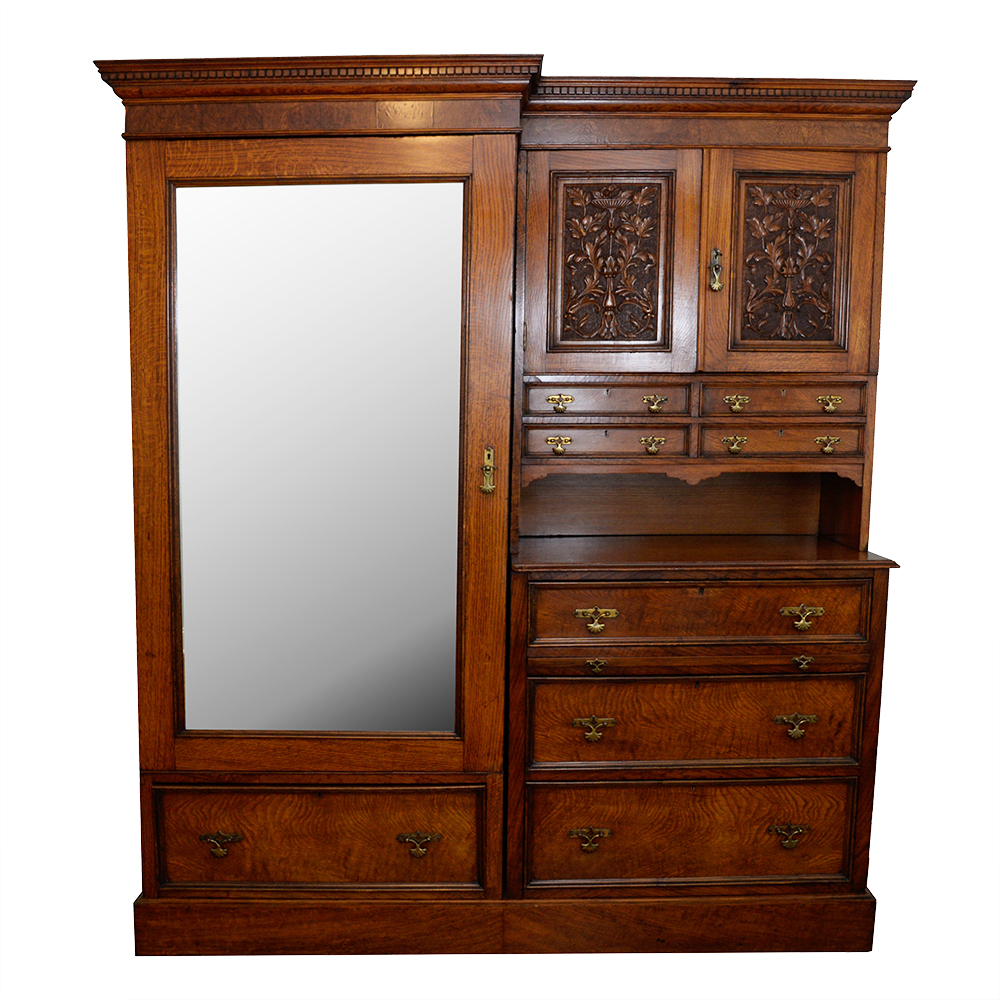 Maple & Co. Jacobean-Style Armoire & Dresser Combination