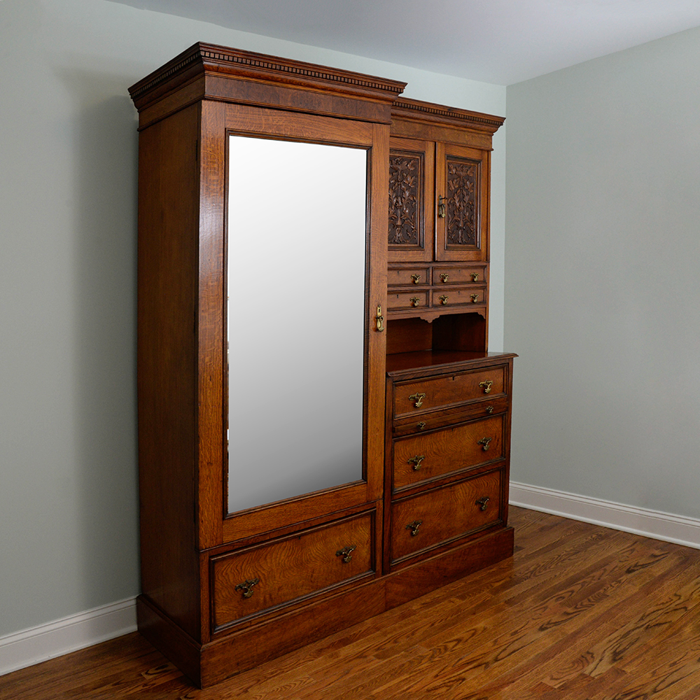 Maple & Co. Jacobean-Style Armoire & Dresser Combination