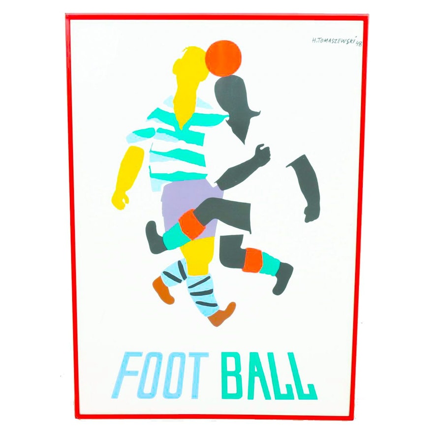 1948 Henryk Tomaszewski Serigraph Poster "Football"