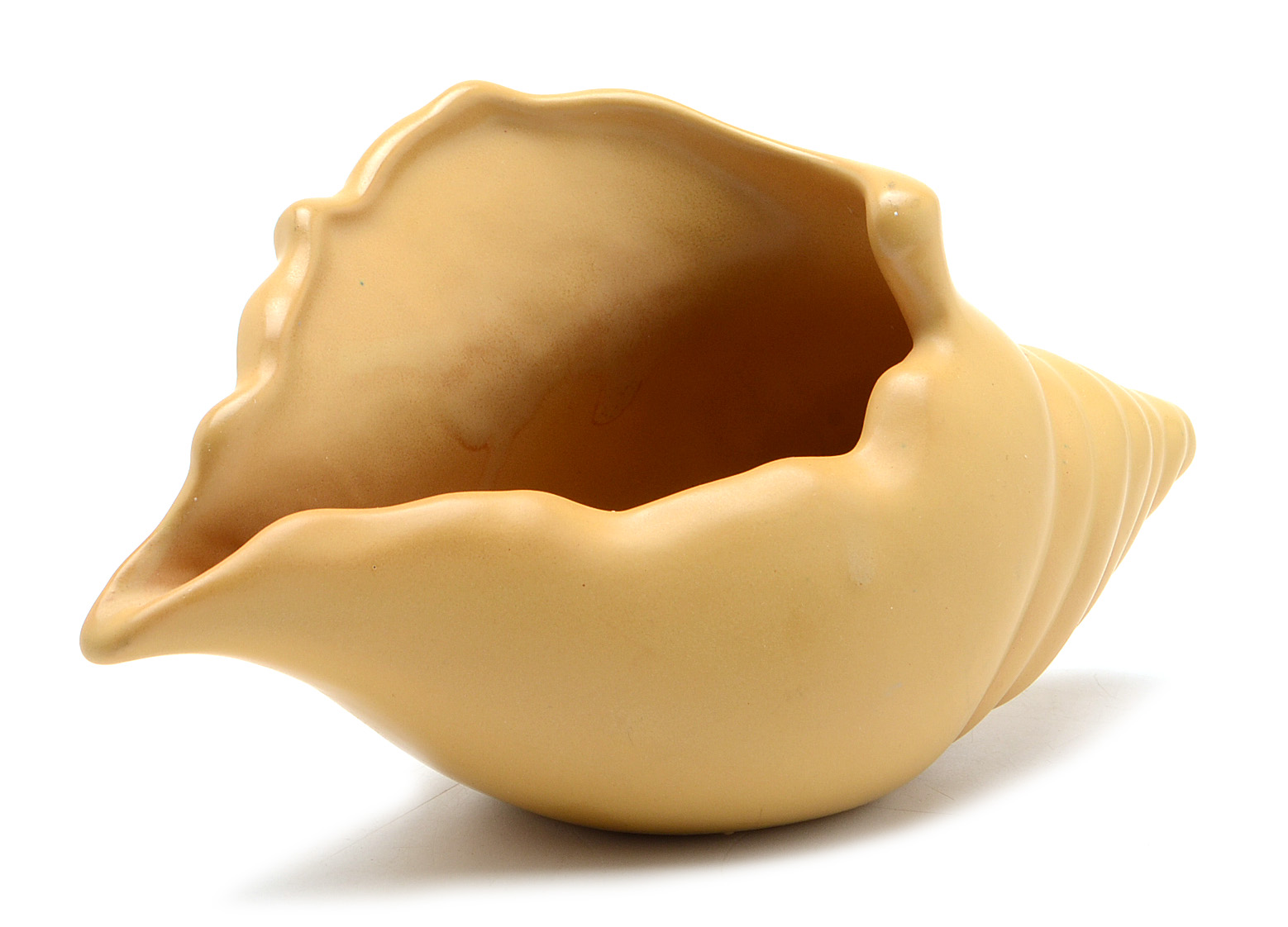 Signed Van Briggle Yellow Conch Shell Vase