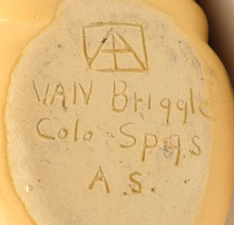 Signed Van Briggle Yellow Conch Shell Vase