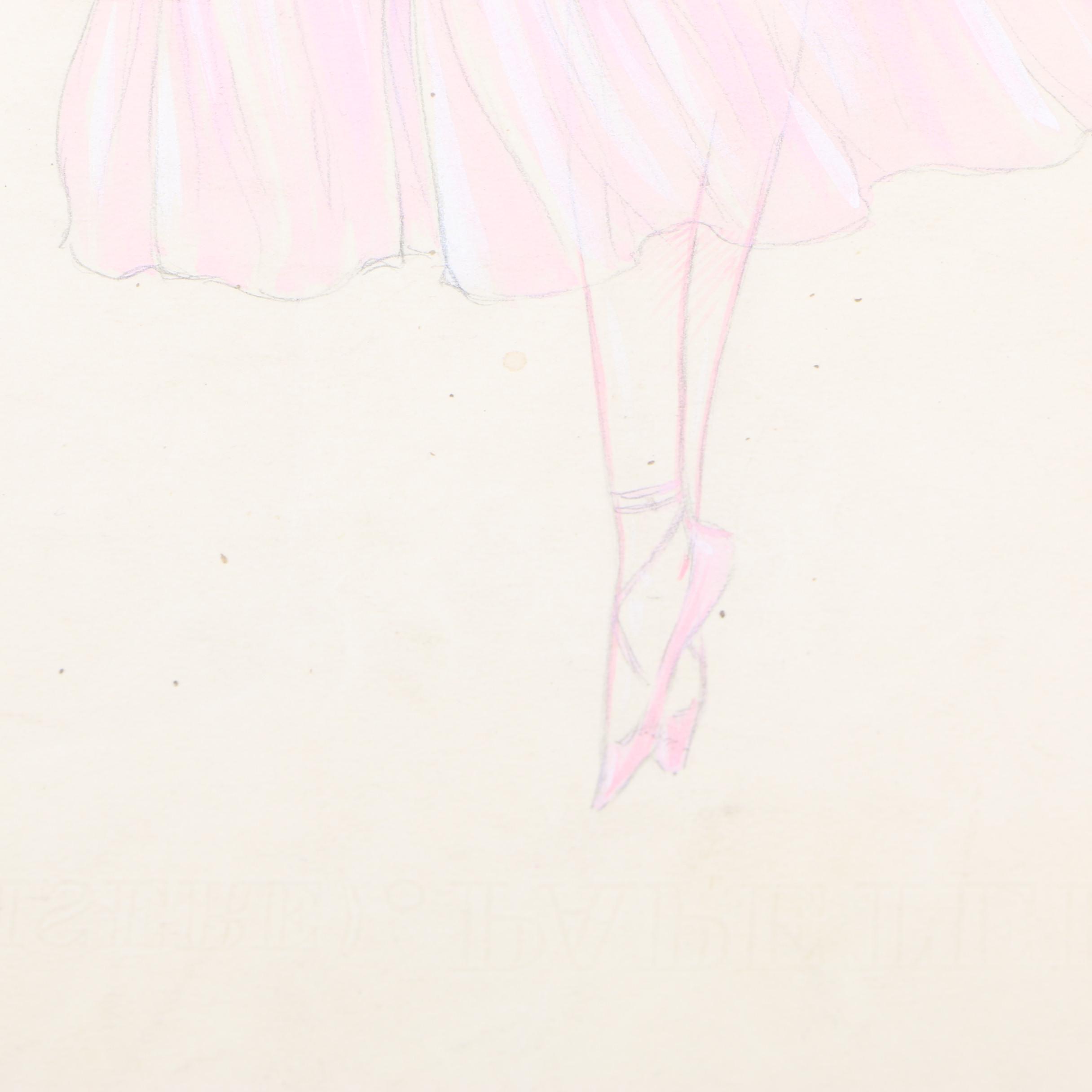 Original Graphite and Gouache Drawing of a Ballerina