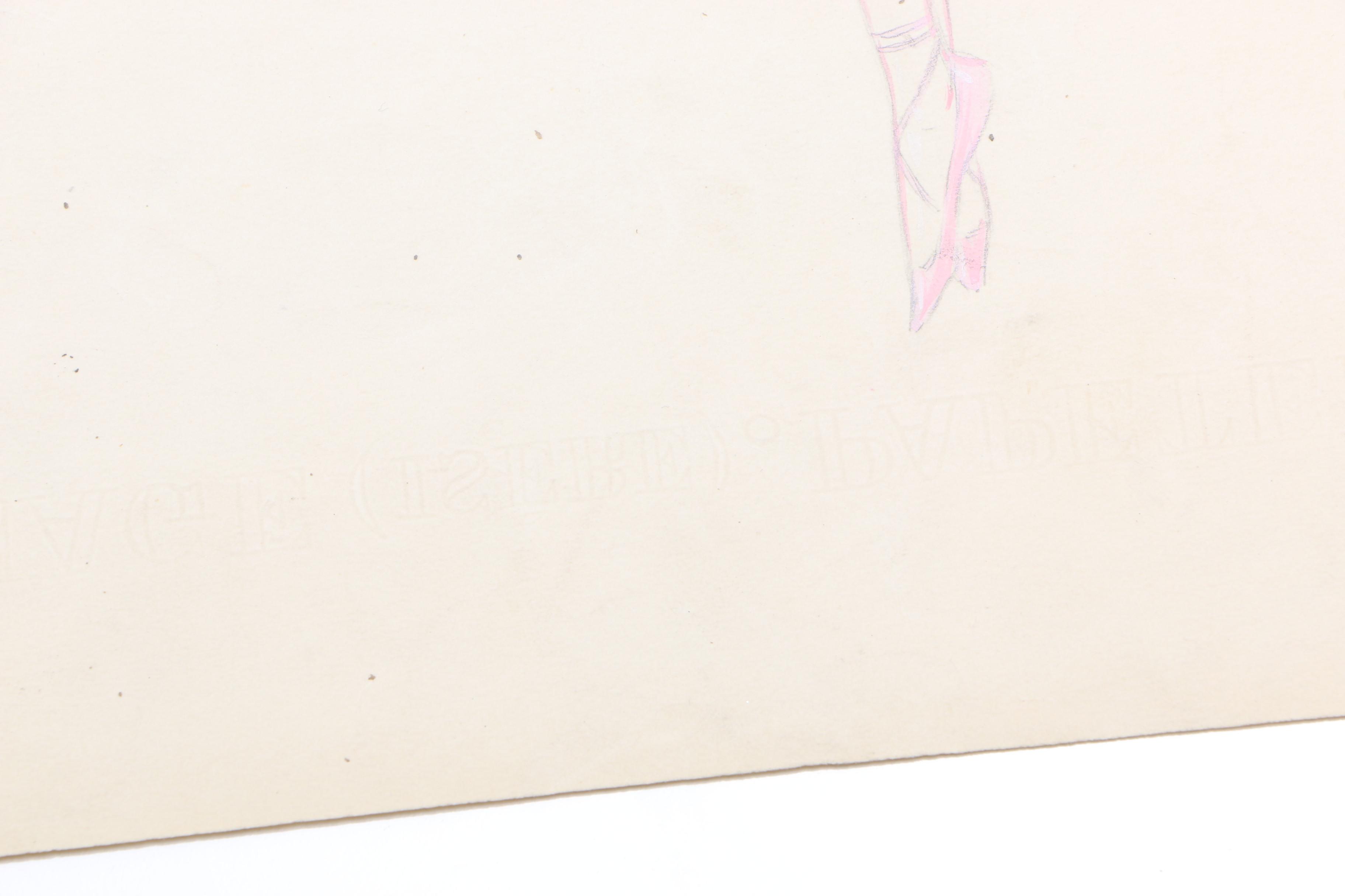 Original Graphite and Gouache Drawing of a Ballerina