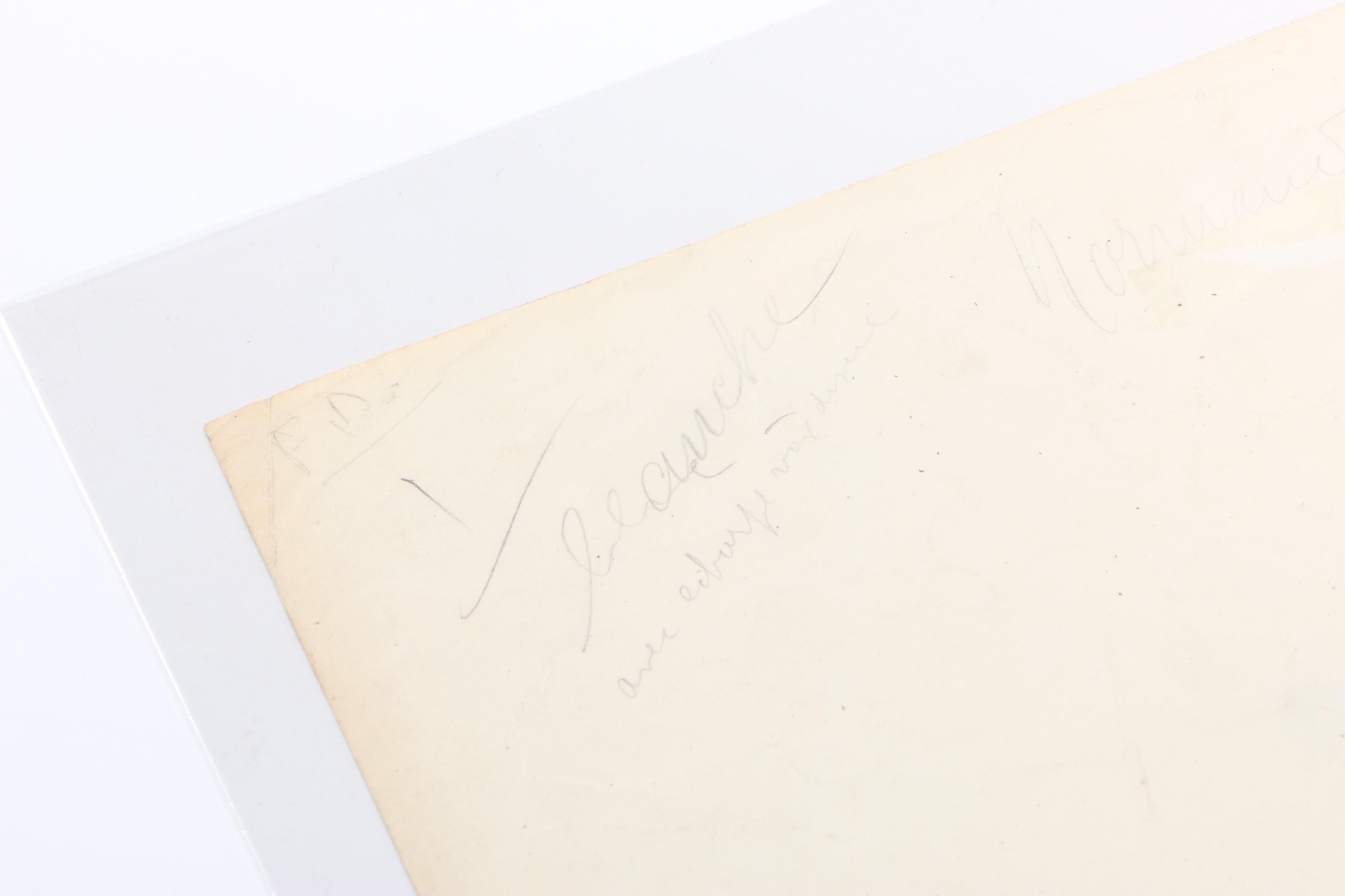 Original Graphite and Gouache Drawing of a Ballerina