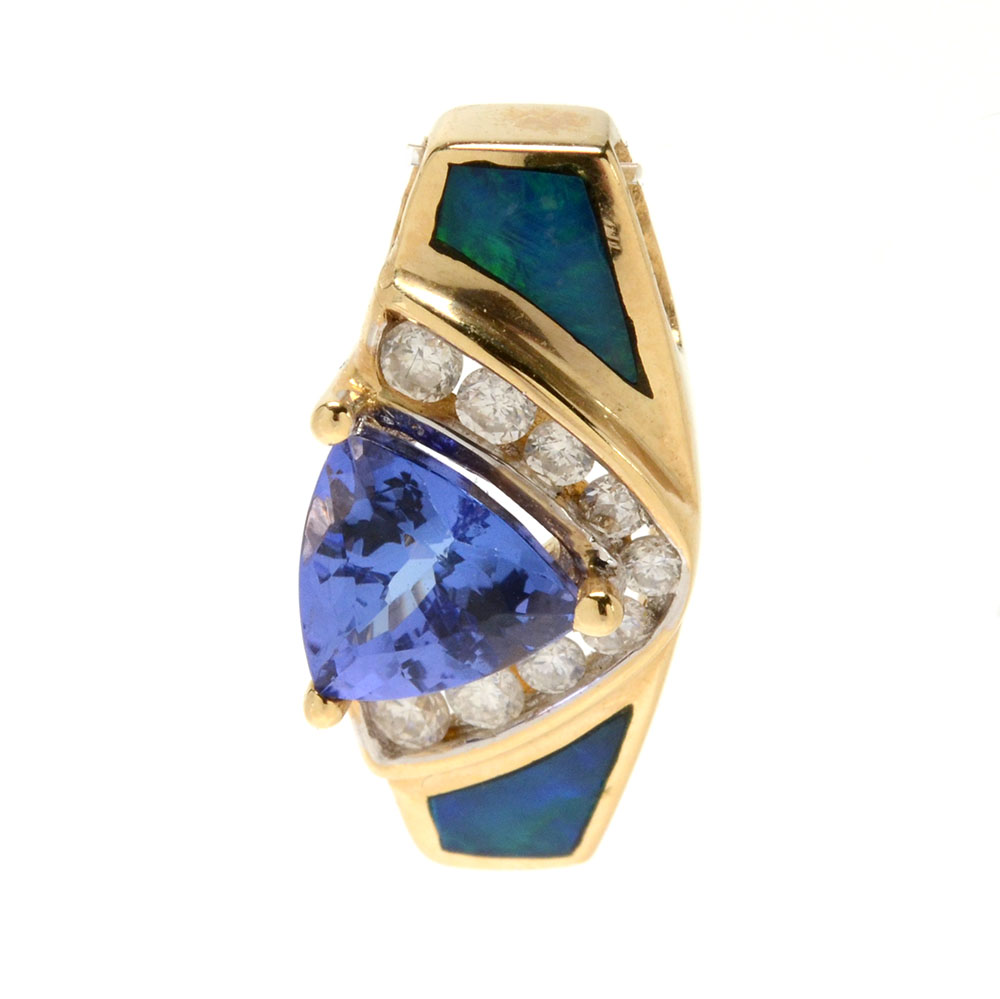 LeVian 14K Yellow Gold Tanzanite, Opal and Diamond Slide Pendant