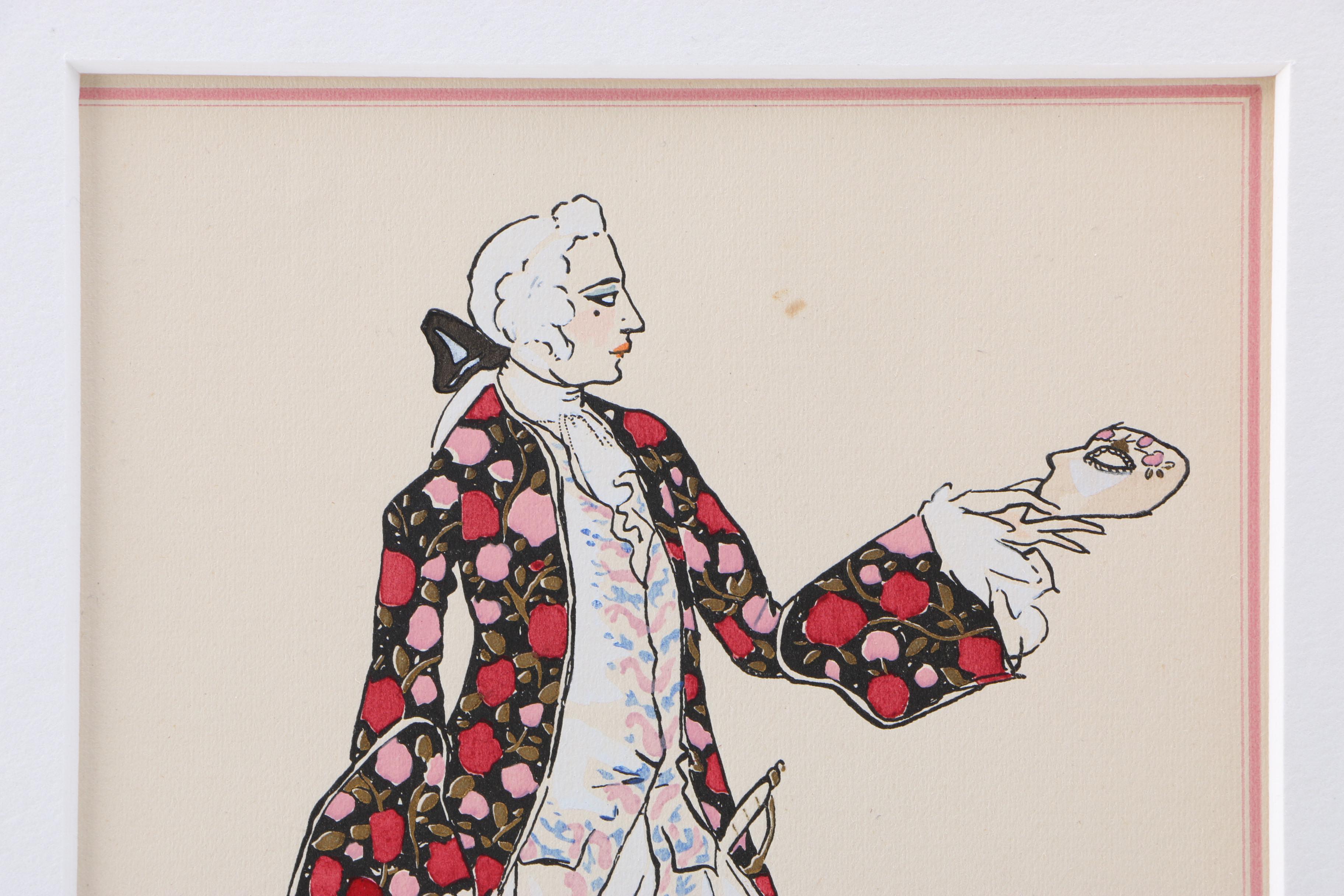 George Barbier Etching With Pochoir Coloring "Casanova"