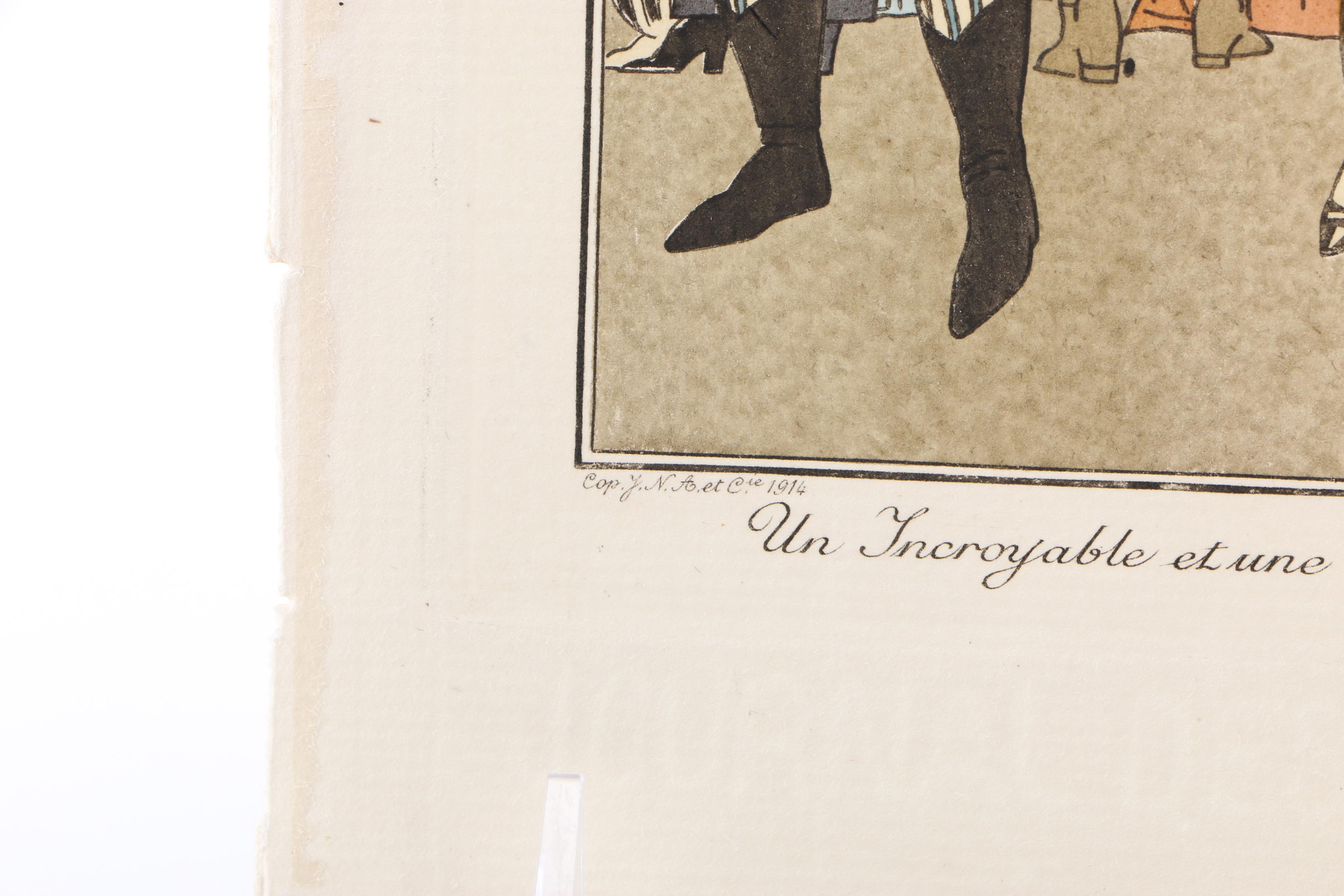 Etching with Pochoir Coloring "Un Incroyable Et Une Cantineire"