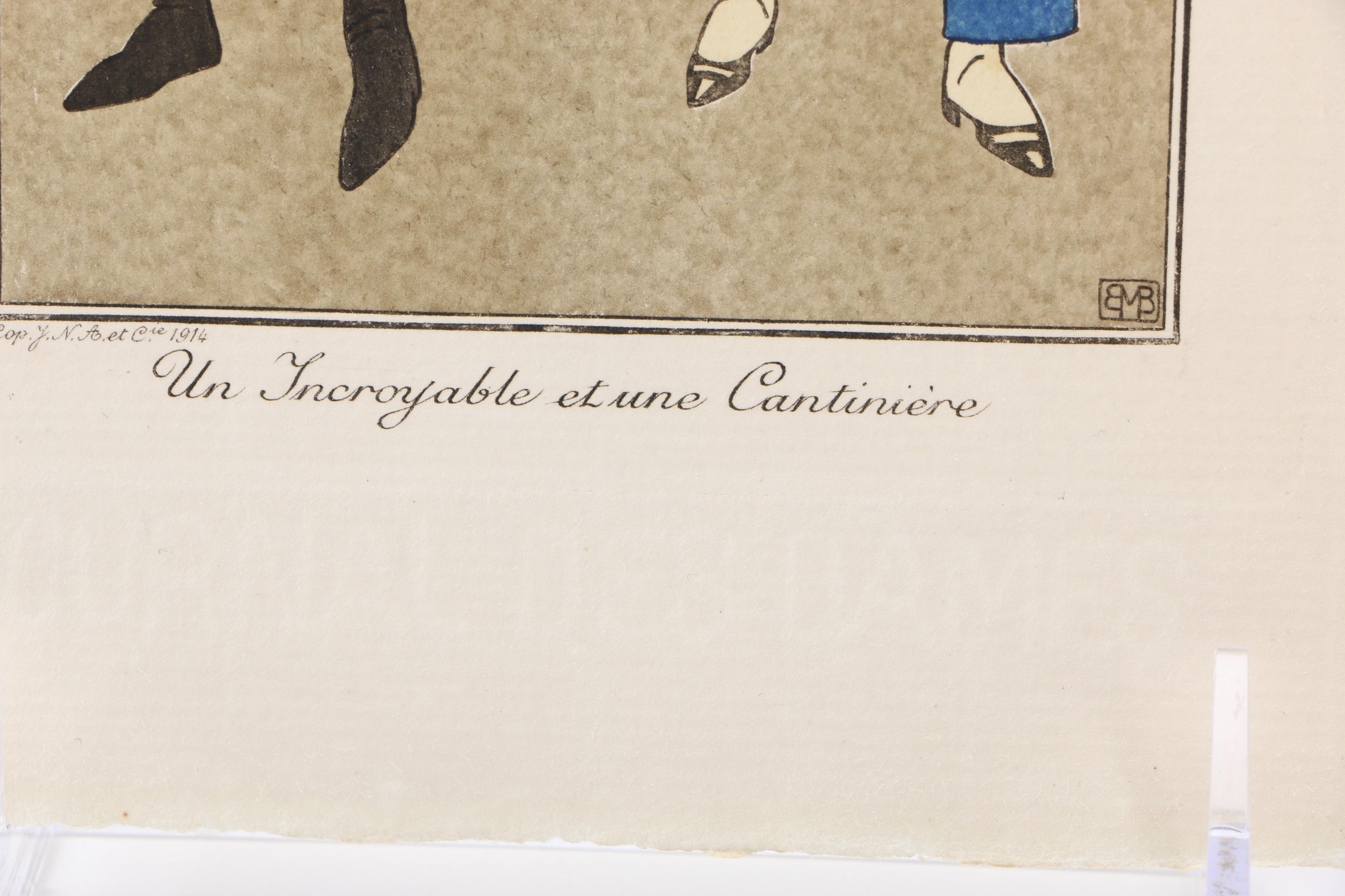 Etching with Pochoir Coloring "Un Incroyable Et Une Cantineire"