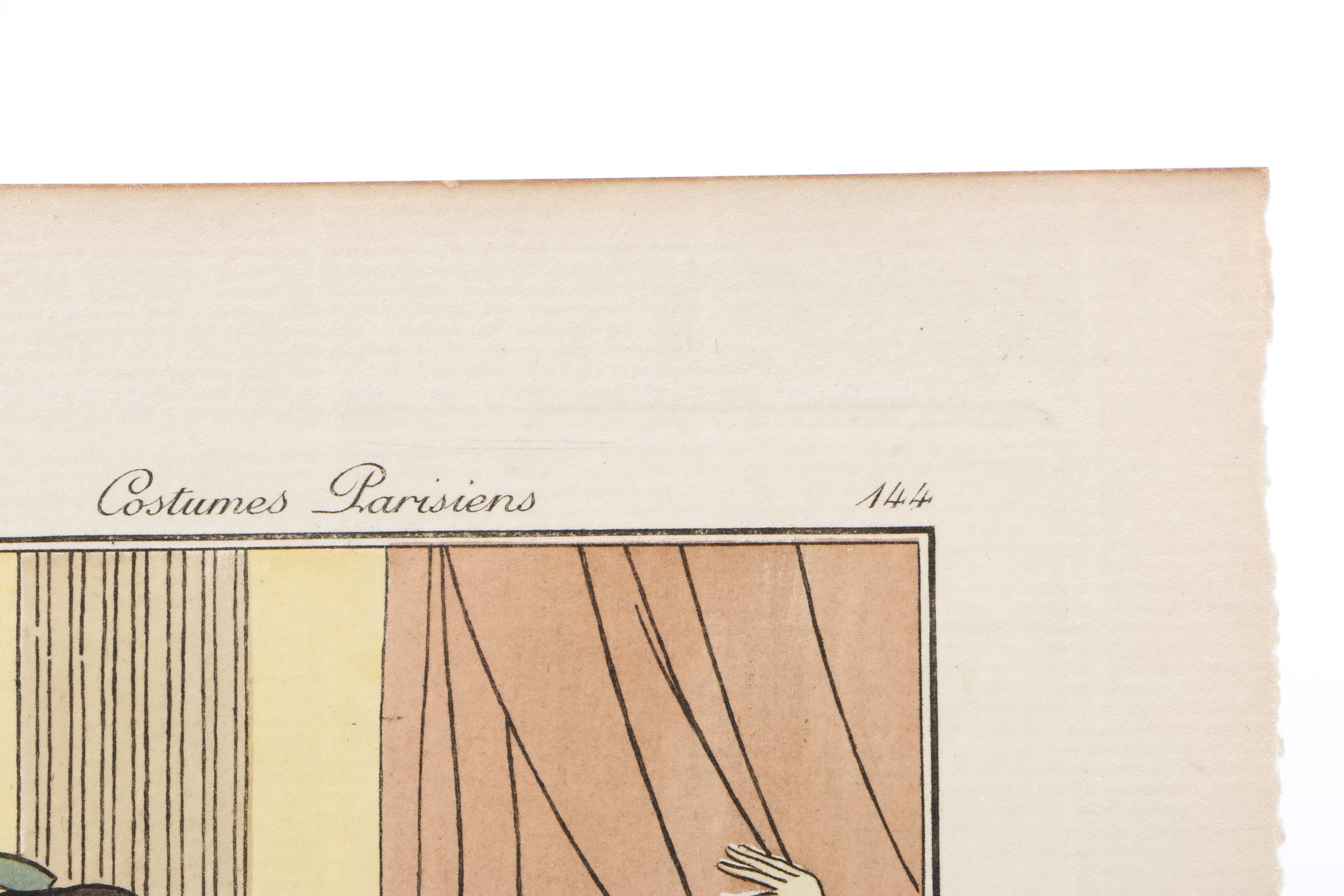 Etching with Pochoir Coloring "Un Incroyable Et Une Cantineire"