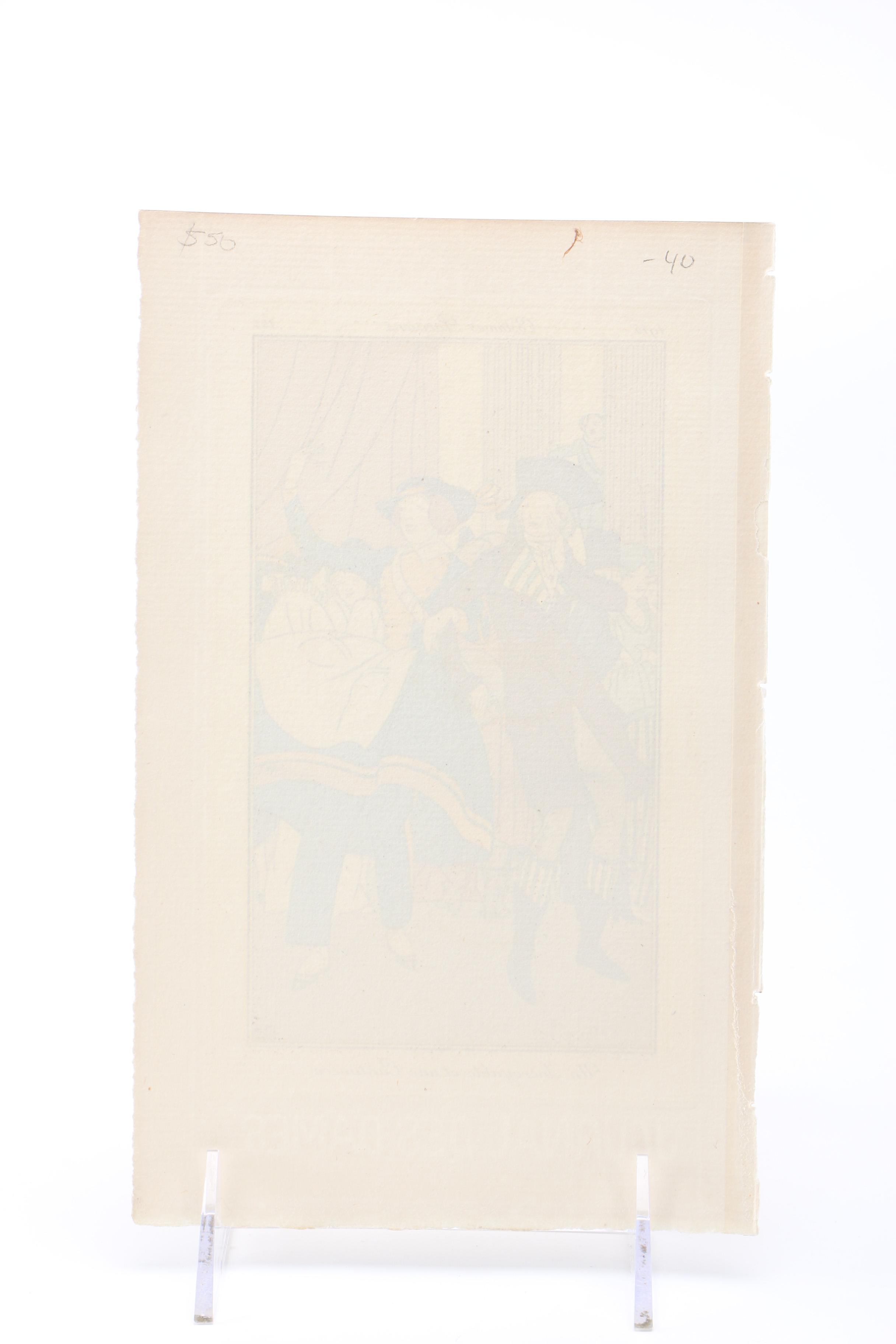 Etching with Pochoir Coloring "Un Incroyable Et Une Cantineire"