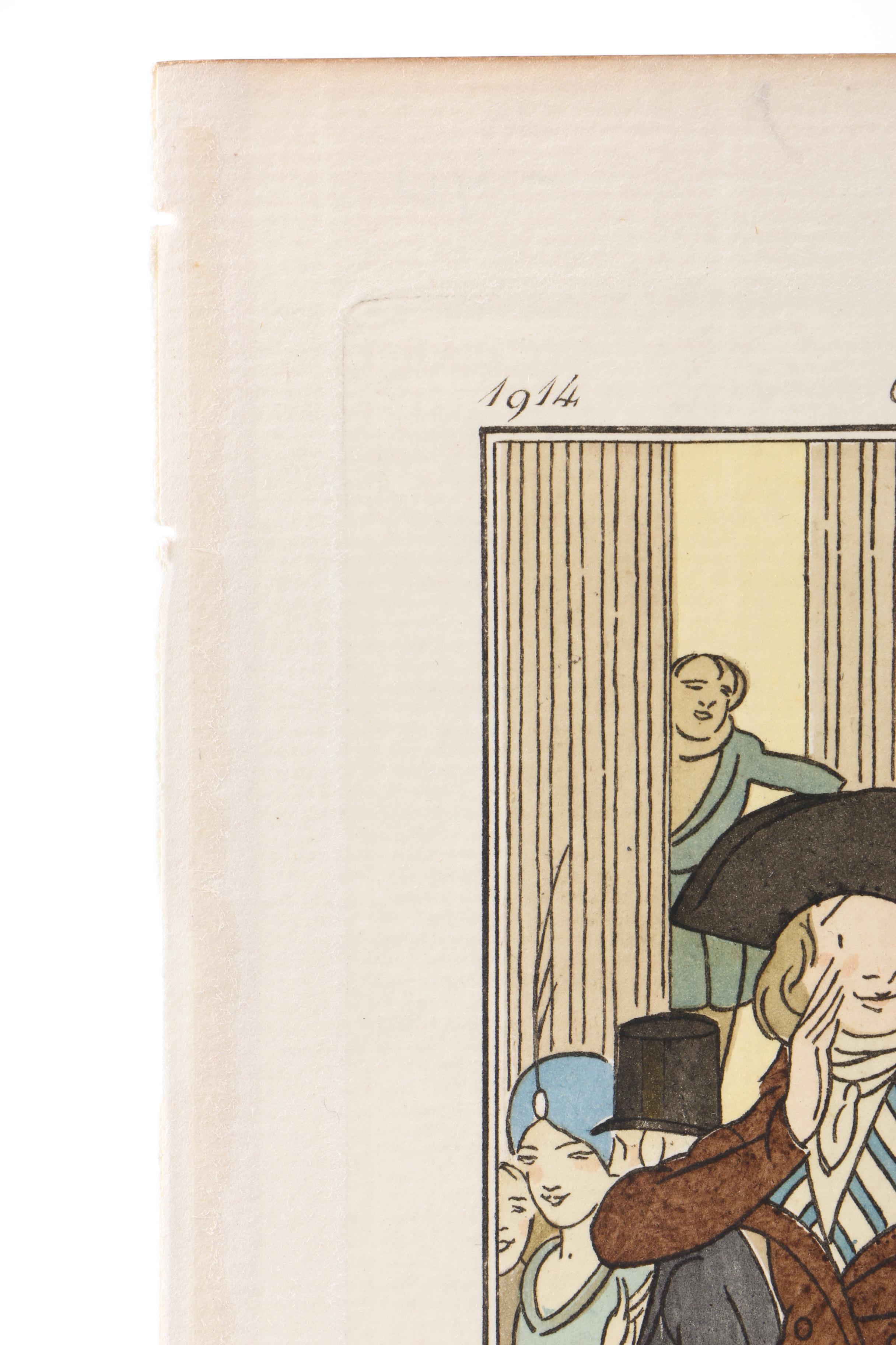 Etching with Pochoir Coloring "Un Incroyable Et Une Cantineire"