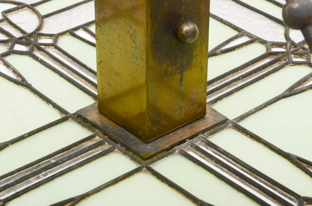 Early 20th Century Arts and Crafts Prairie School Stained Glass Ceiling Light