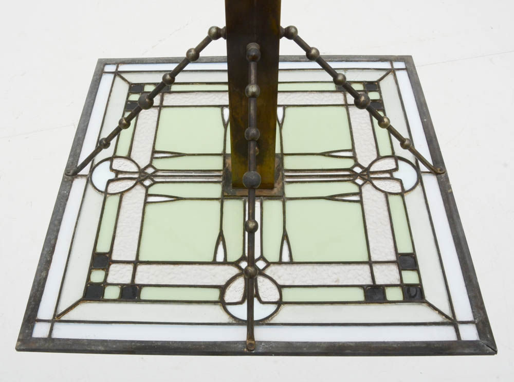 Early 20th Century Arts and Crafts Prairie School Stained Glass Ceiling Light