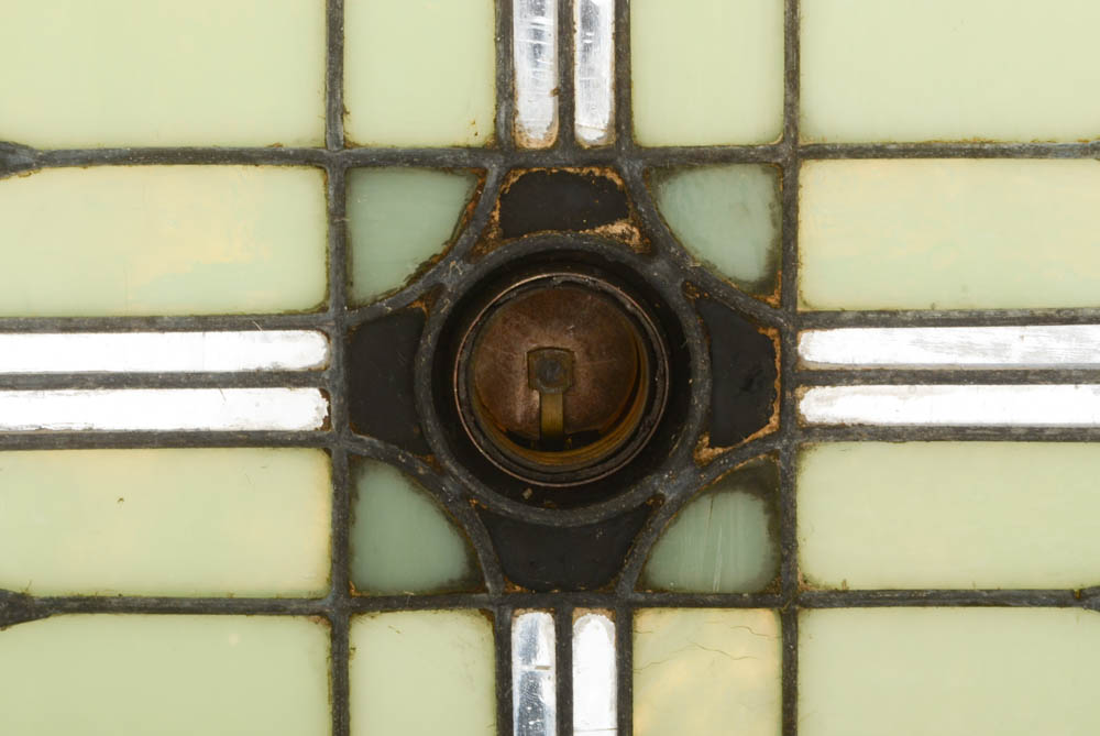 Early 20th Century Arts and Crafts Prairie School Stained Glass Ceiling Light