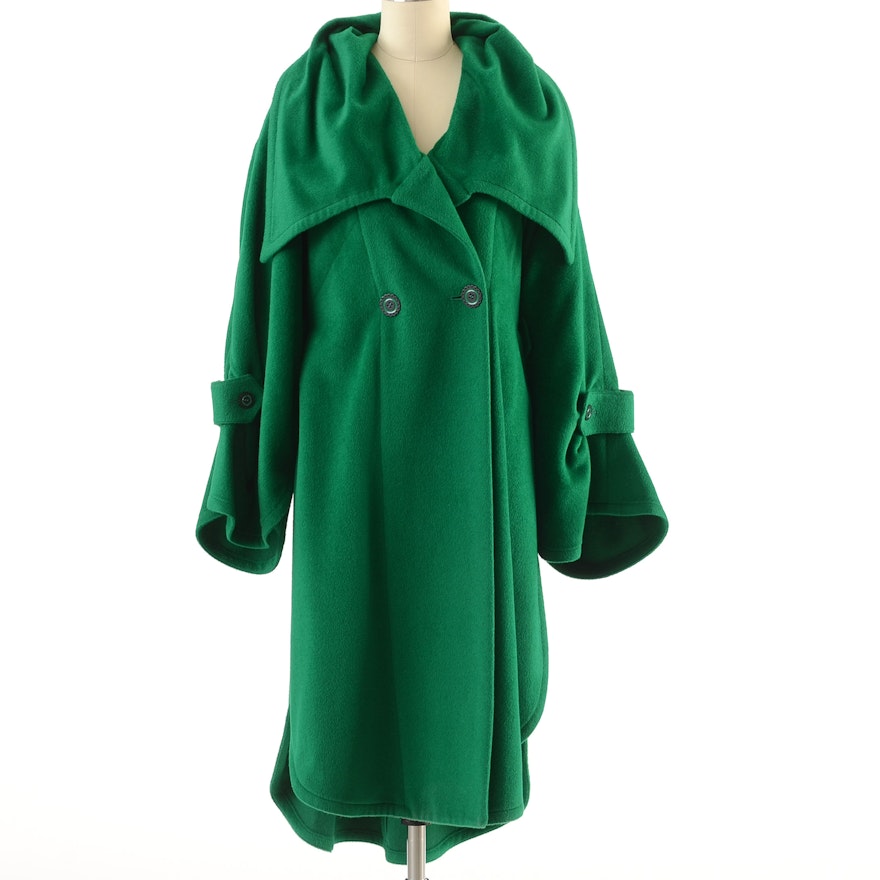 Karl Lagerfeld Emerald Green Angora and Lambswool Blend Panel Coat