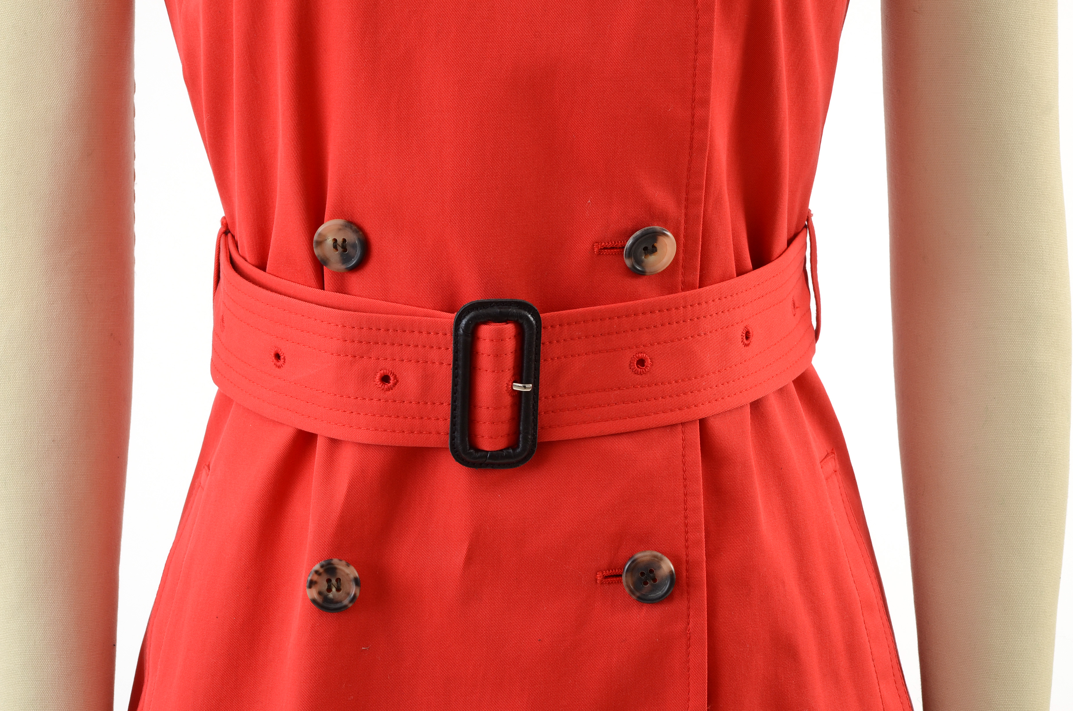 Burberry of London Double Breasted Red Sleeveless Trench Halter Dress