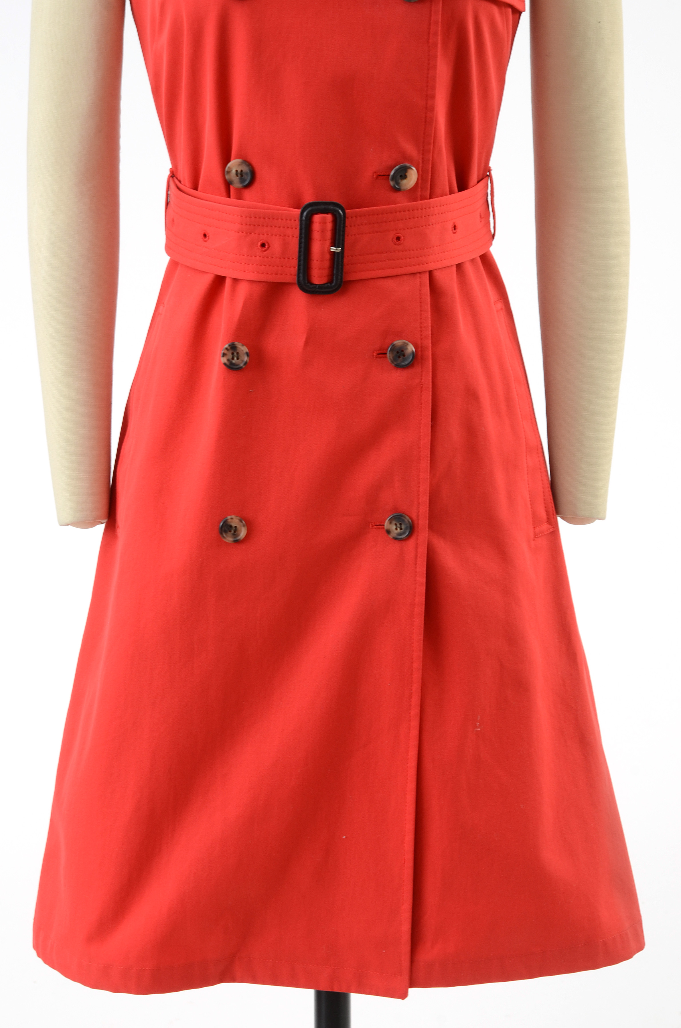 Burberry of London Double Breasted Red Sleeveless Trench Halter Dress