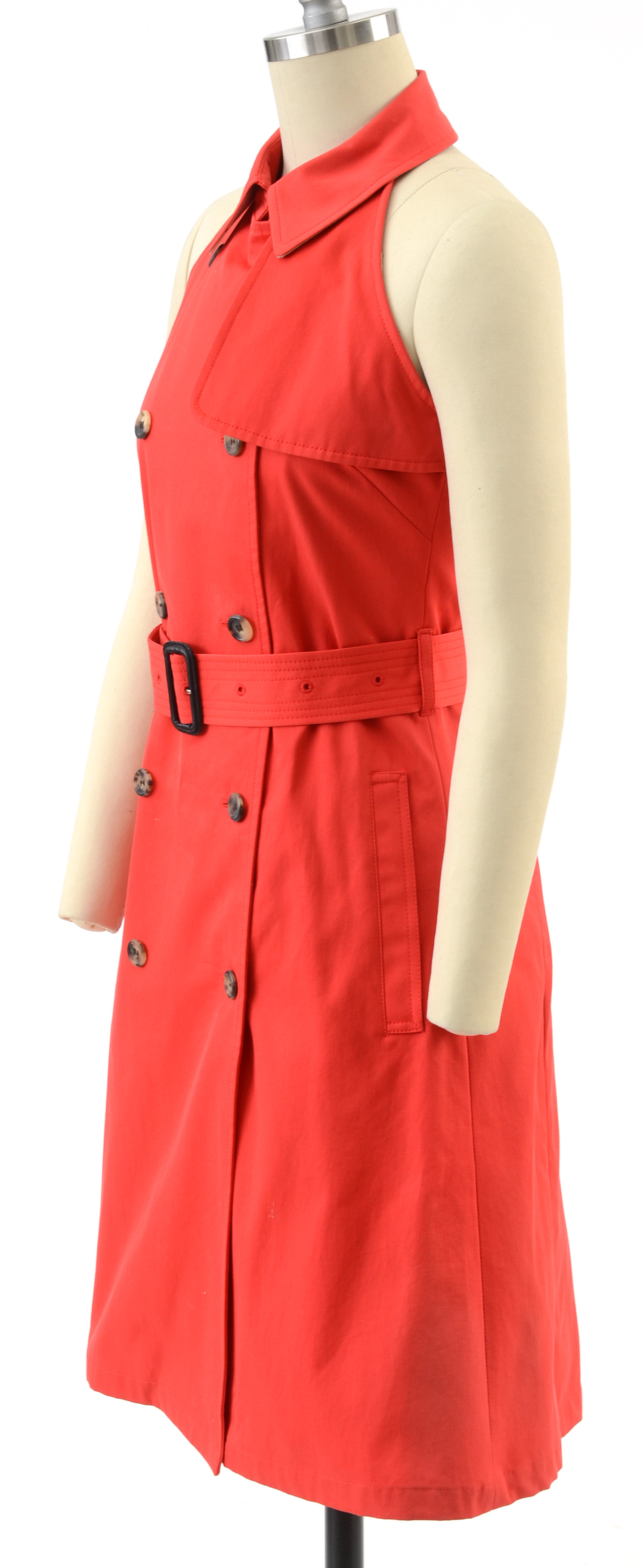 Burberry of London Double Breasted Red Sleeveless Trench Halter Dress
