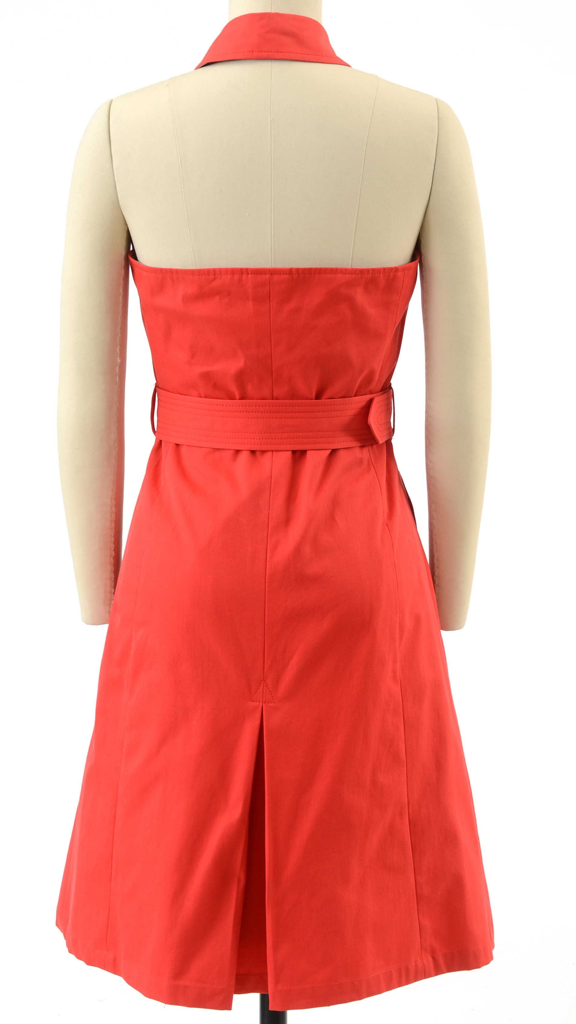 Burberry of London Double Breasted Red Sleeveless Trench Halter Dress