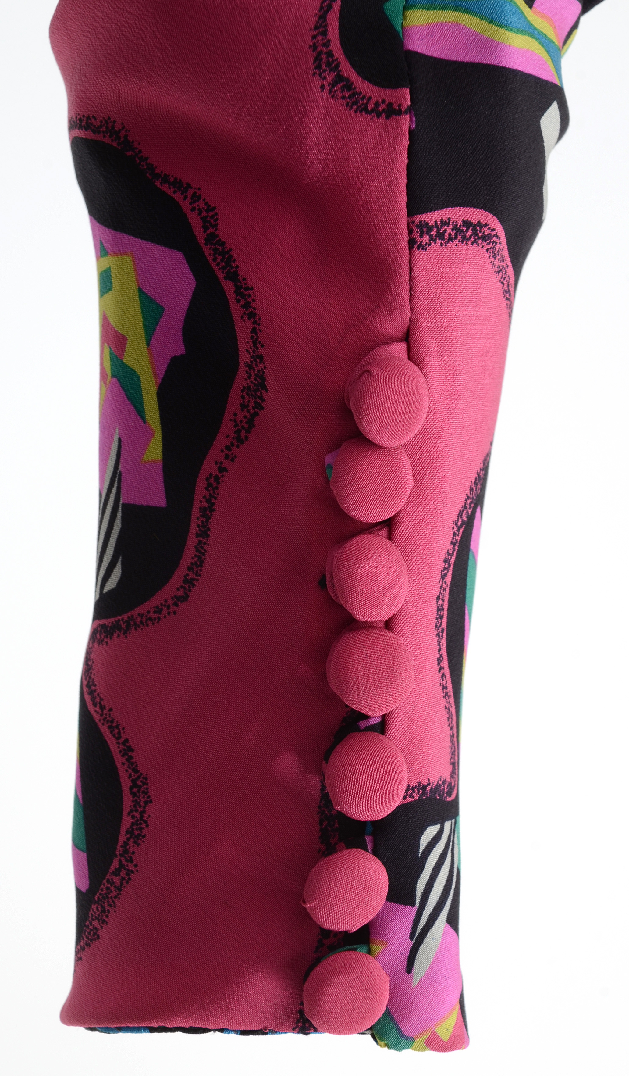 1980s Fendi Silk Abstract Print Button Front Dress