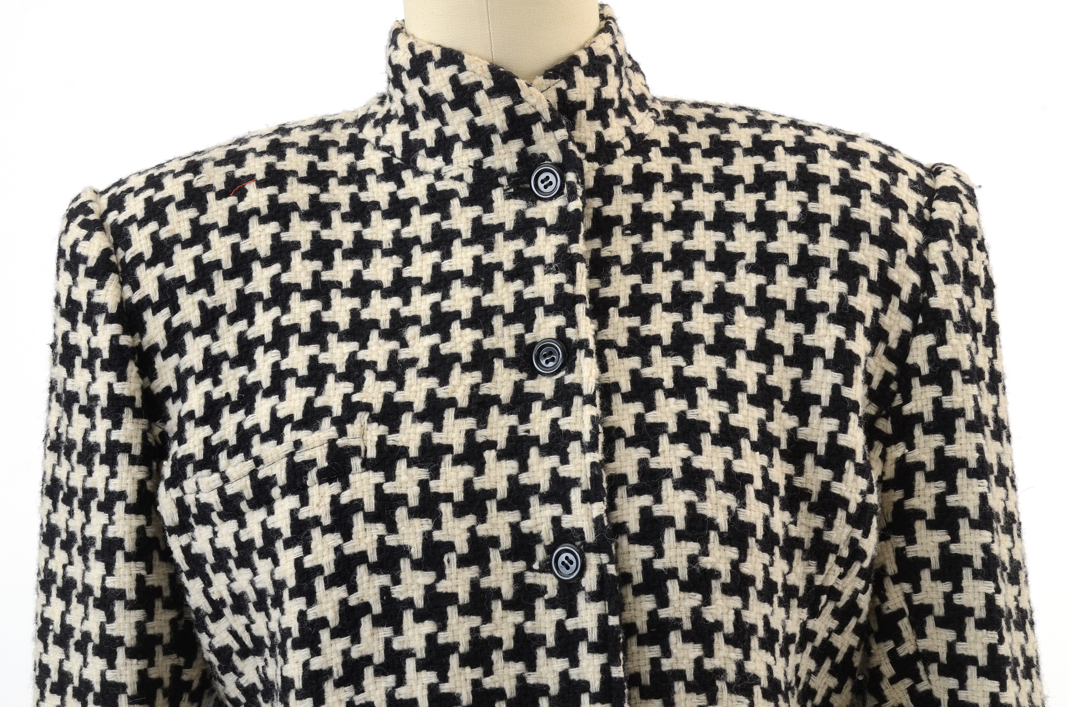 1980s Vintage Ungaro Parallele of Paris Black and Ivory Wool Knit Suit Susan Wore When She Met President Bush and First Lady Barbara Bush