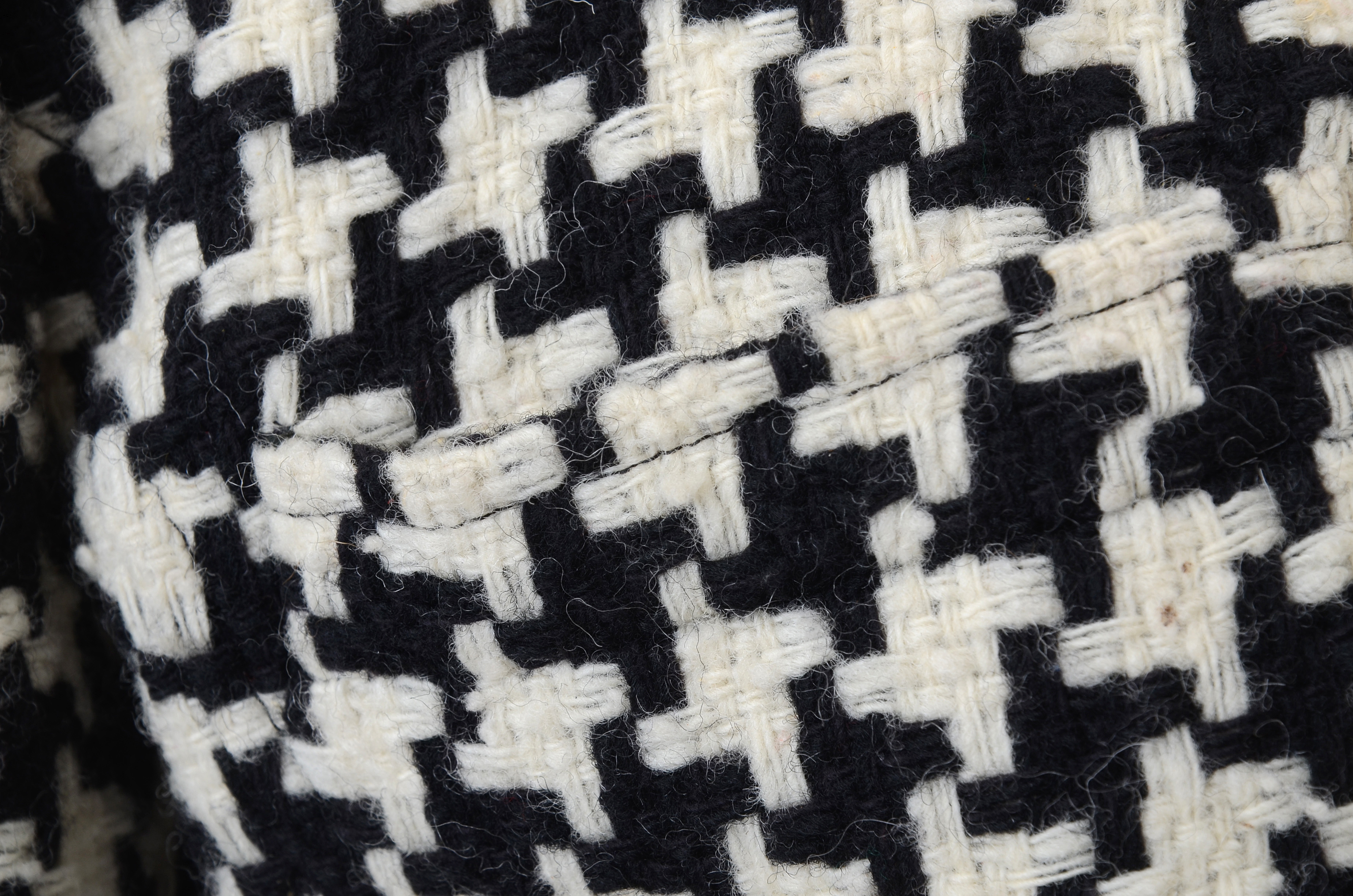 1980s Vintage Ungaro Parallele of Paris Black and Ivory Wool Knit Suit Susan Wore When She Met President Bush and First Lady Barbara Bush