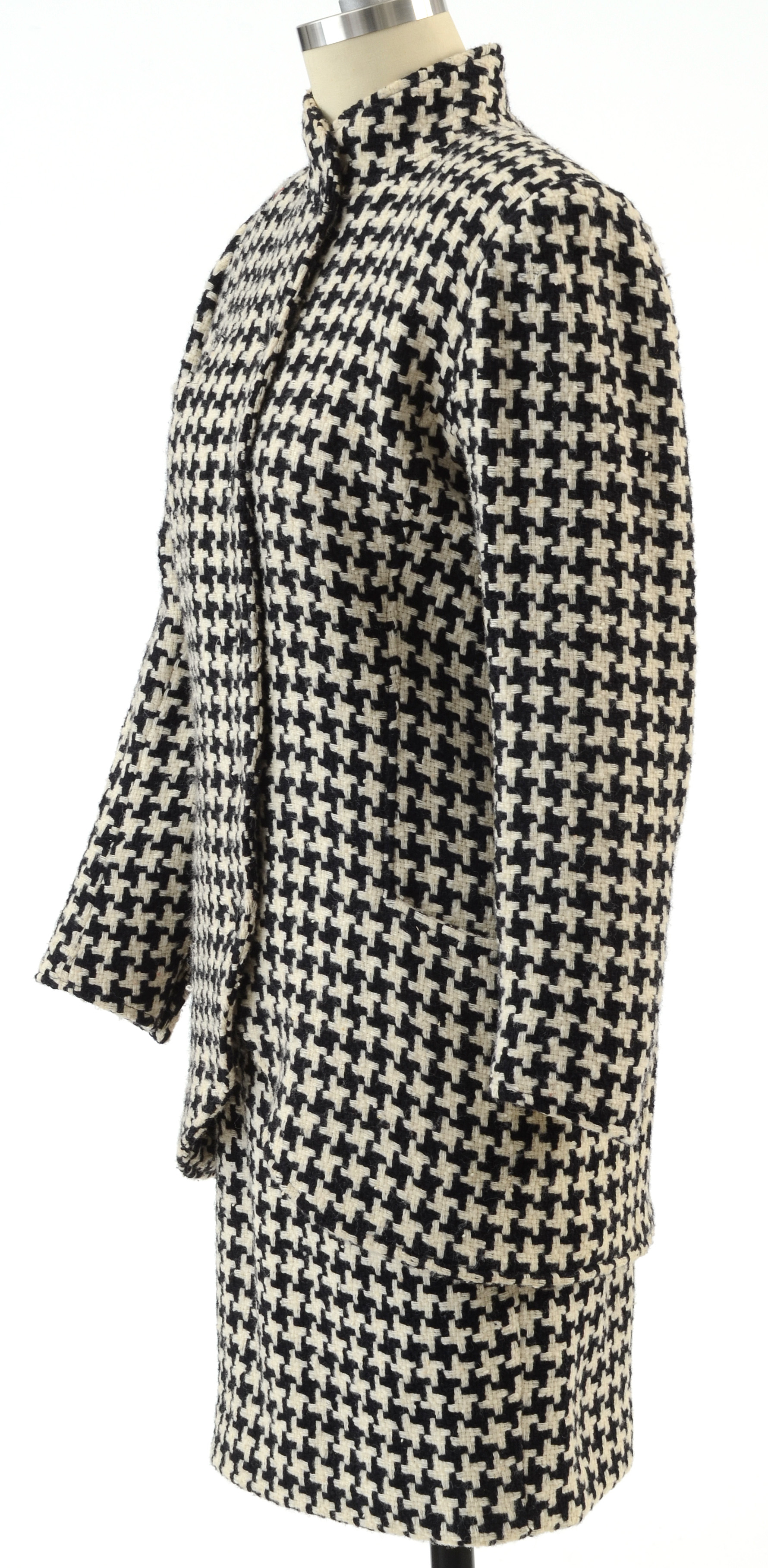 1980s Vintage Ungaro Parallele of Paris Black and Ivory Wool Knit Suit Susan Wore When She Met President Bush and First Lady Barbara Bush