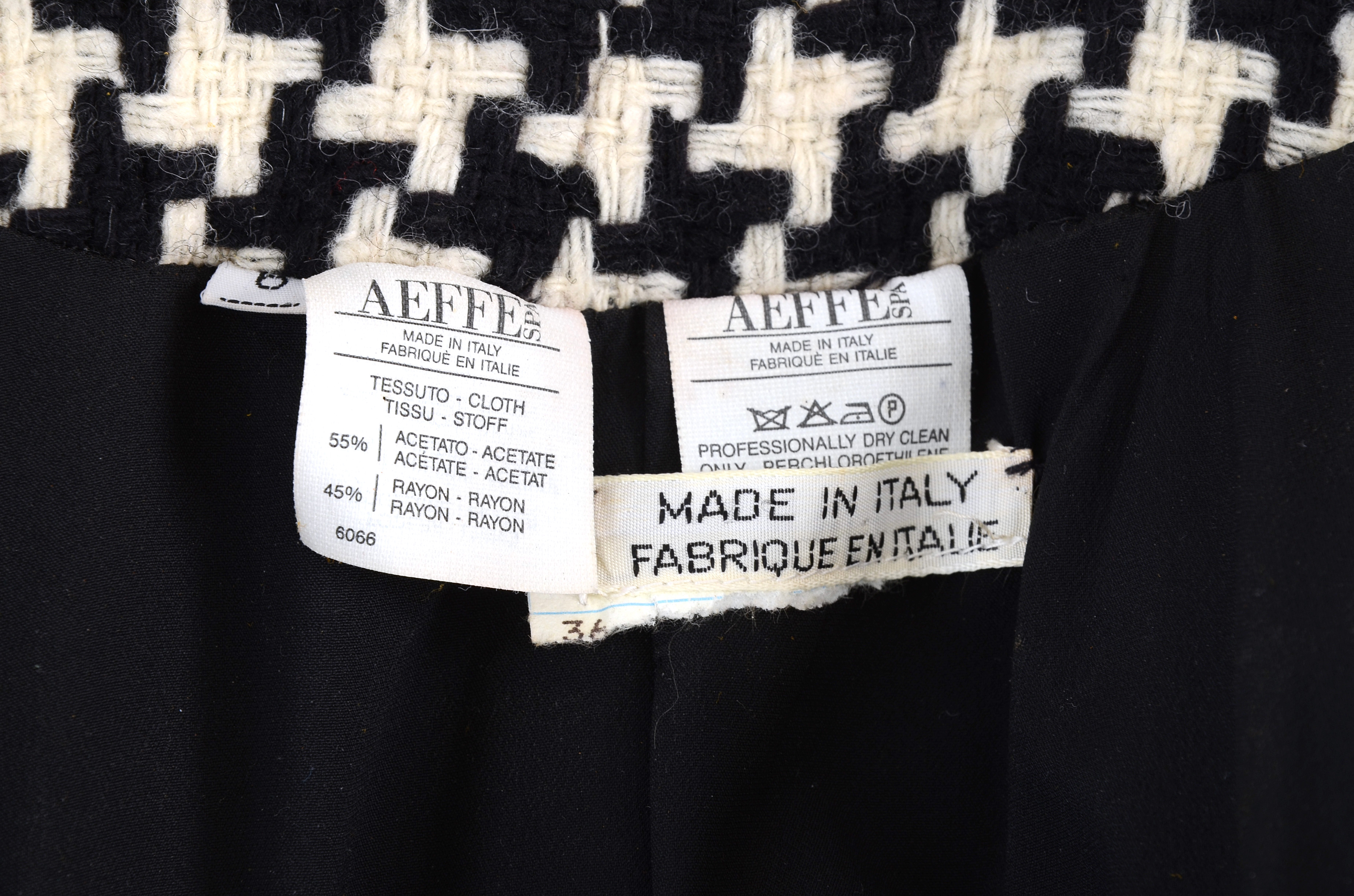 1980s Vintage Ungaro Parallele of Paris Black and Ivory Wool Knit Suit Susan Wore When She Met President Bush and First Lady Barbara Bush
