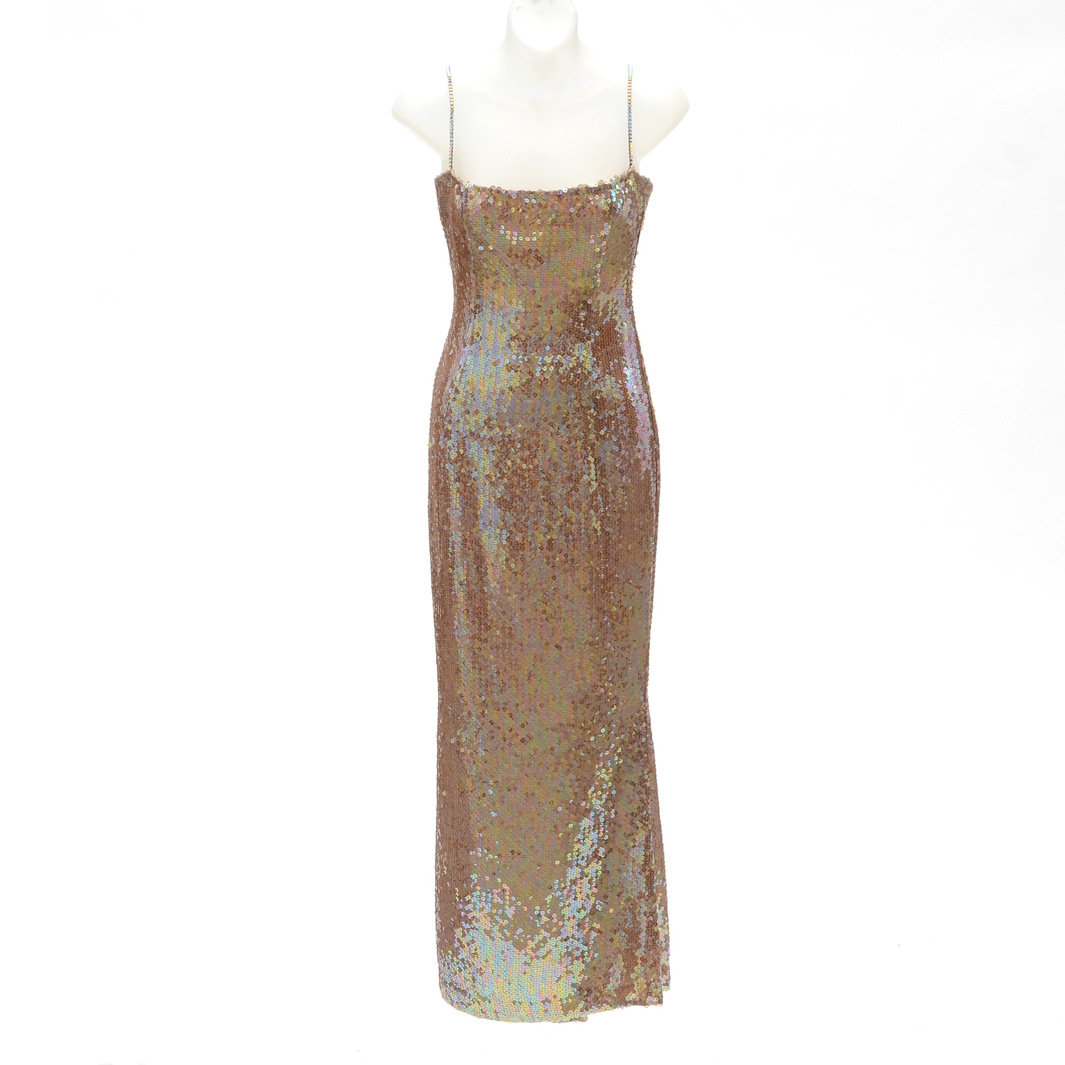 Escada Couture Iridescent Sequined Sleeveless Evening Dress Susan Wore to the Sixth Annual Benefit For the Elton John Aids Foundation