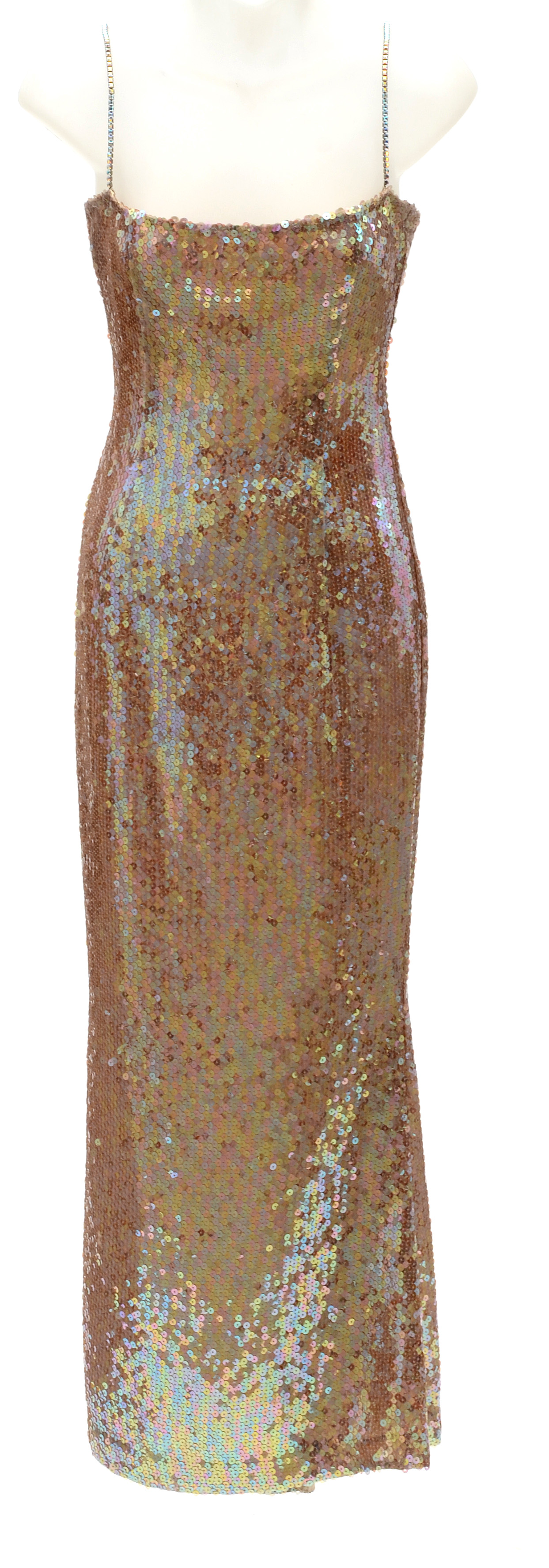 Escada Couture Iridescent Sequined Sleeveless Evening Dress Susan Wore to the Sixth Annual Benefit For the Elton John Aids Foundation